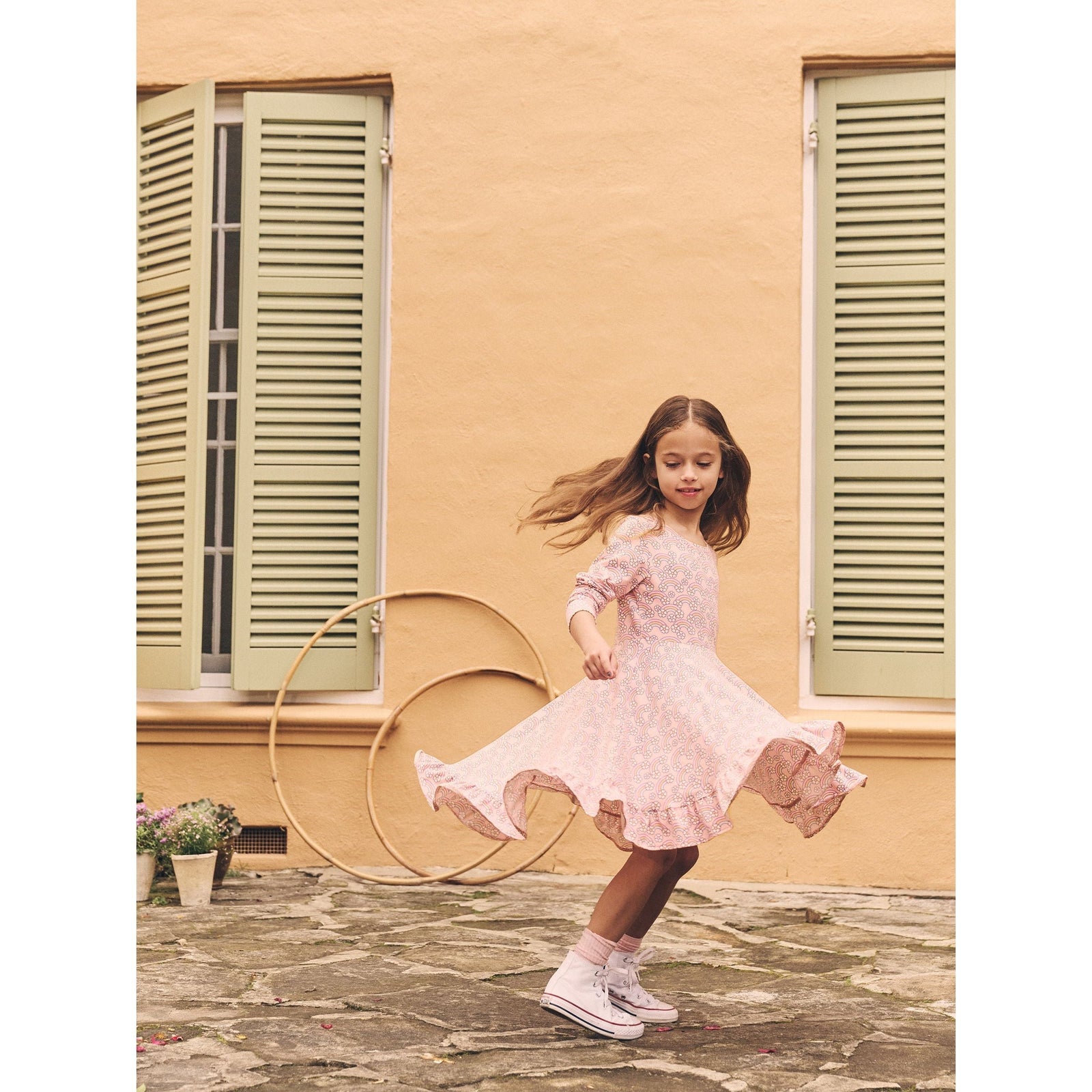 Flowerbow Long Sleeve Swing Dress