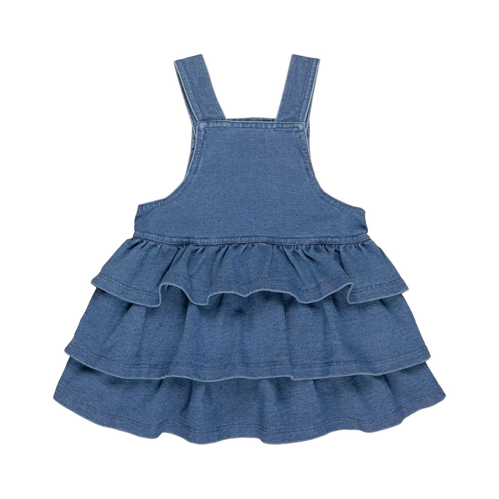 Huxbear Knit Denim Frill Overall Dress