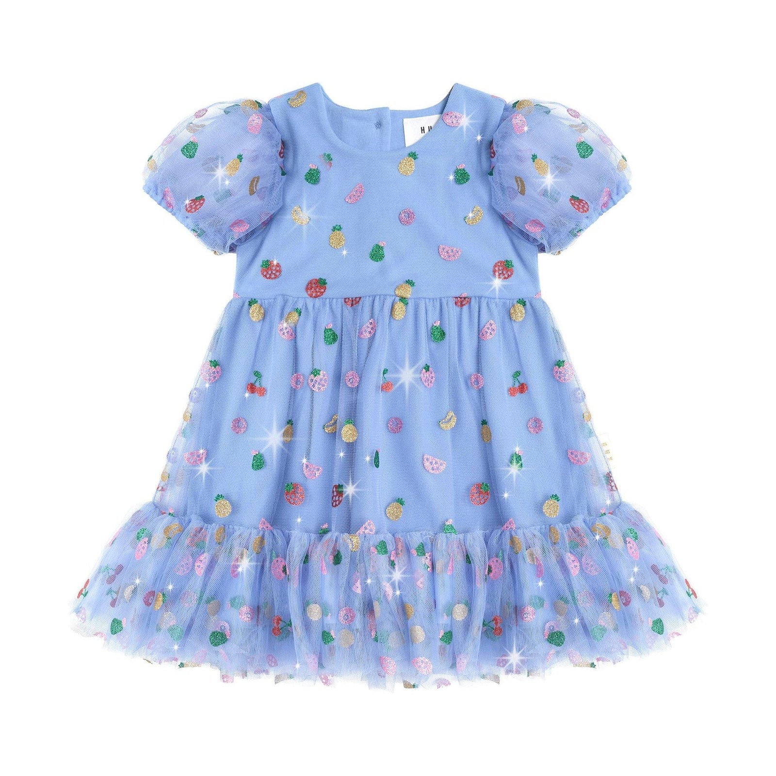 Fruit Salad Puff Sleeve Tulle Dress