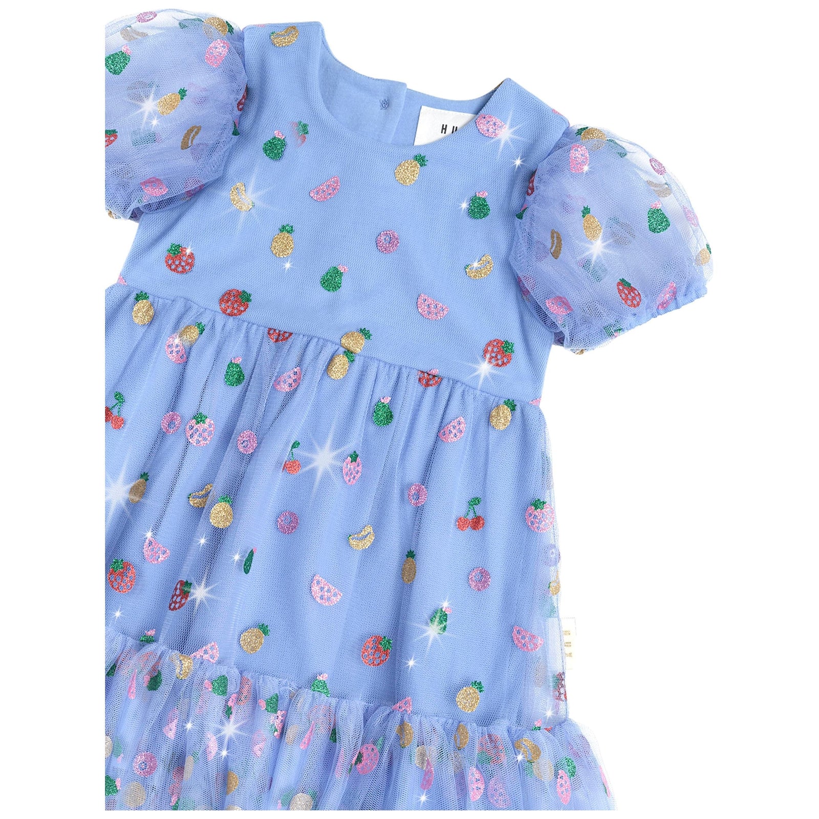 Fruit Salad Puff Sleeve Tulle Dress