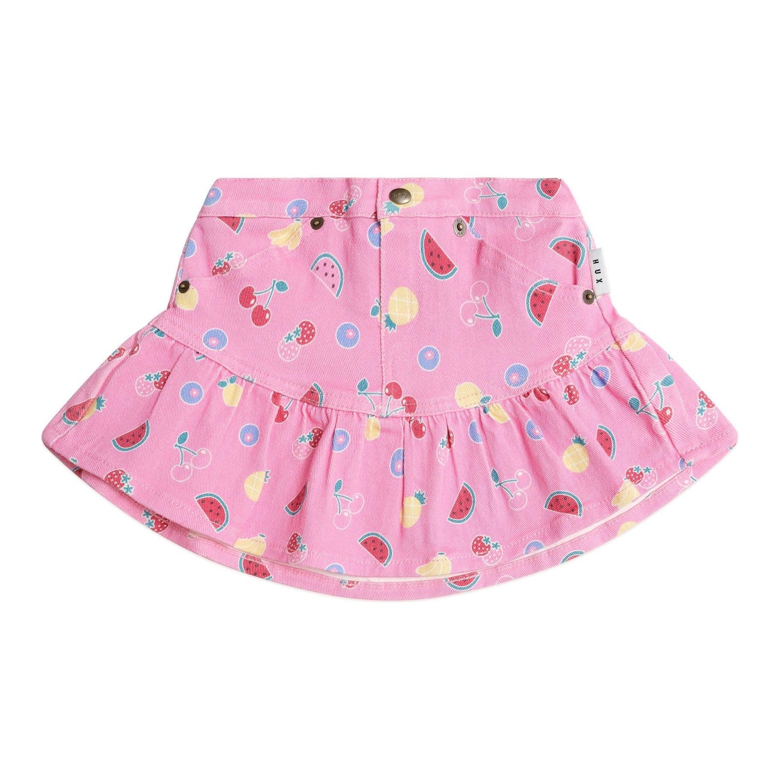 Pink Fruit Emoji Frilly Skirt