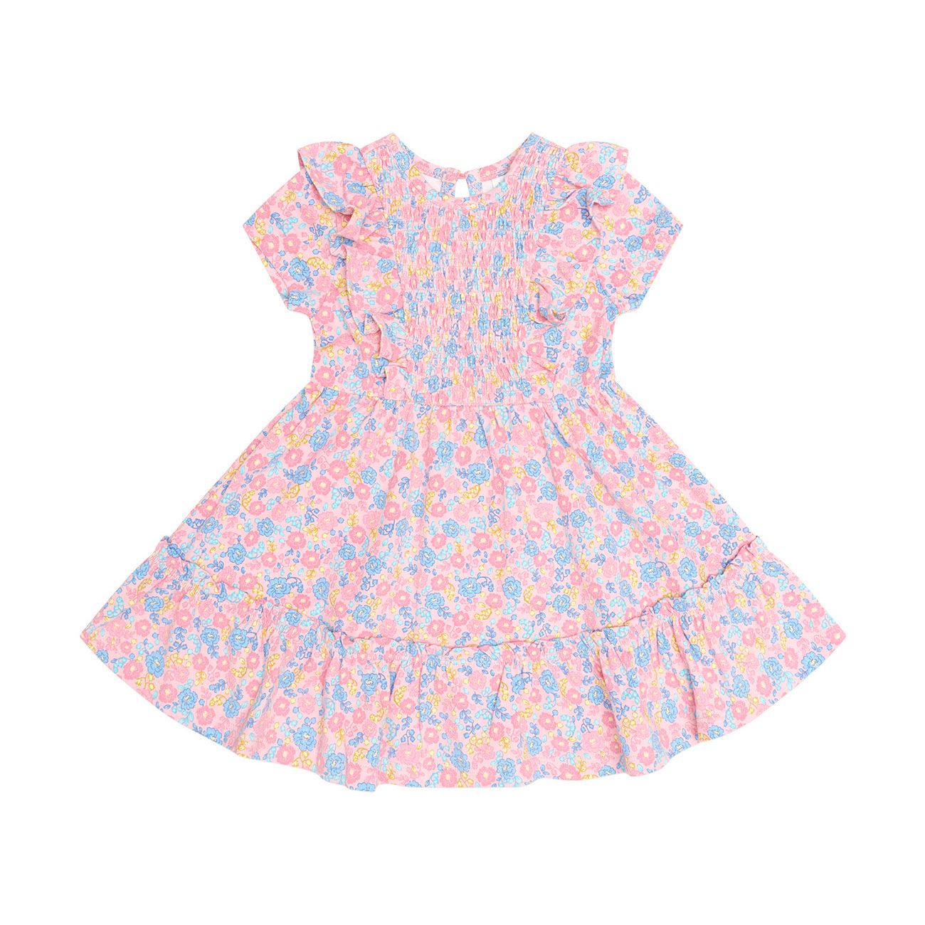 Vintage Floral Shirred S/Slv Dress