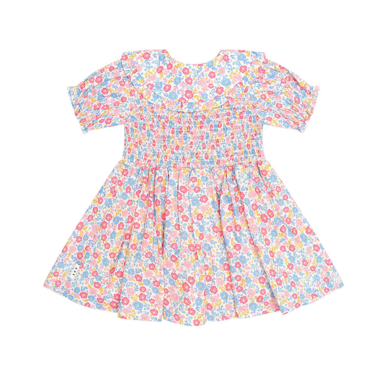 Vintage Floral Shirred Collar Dress