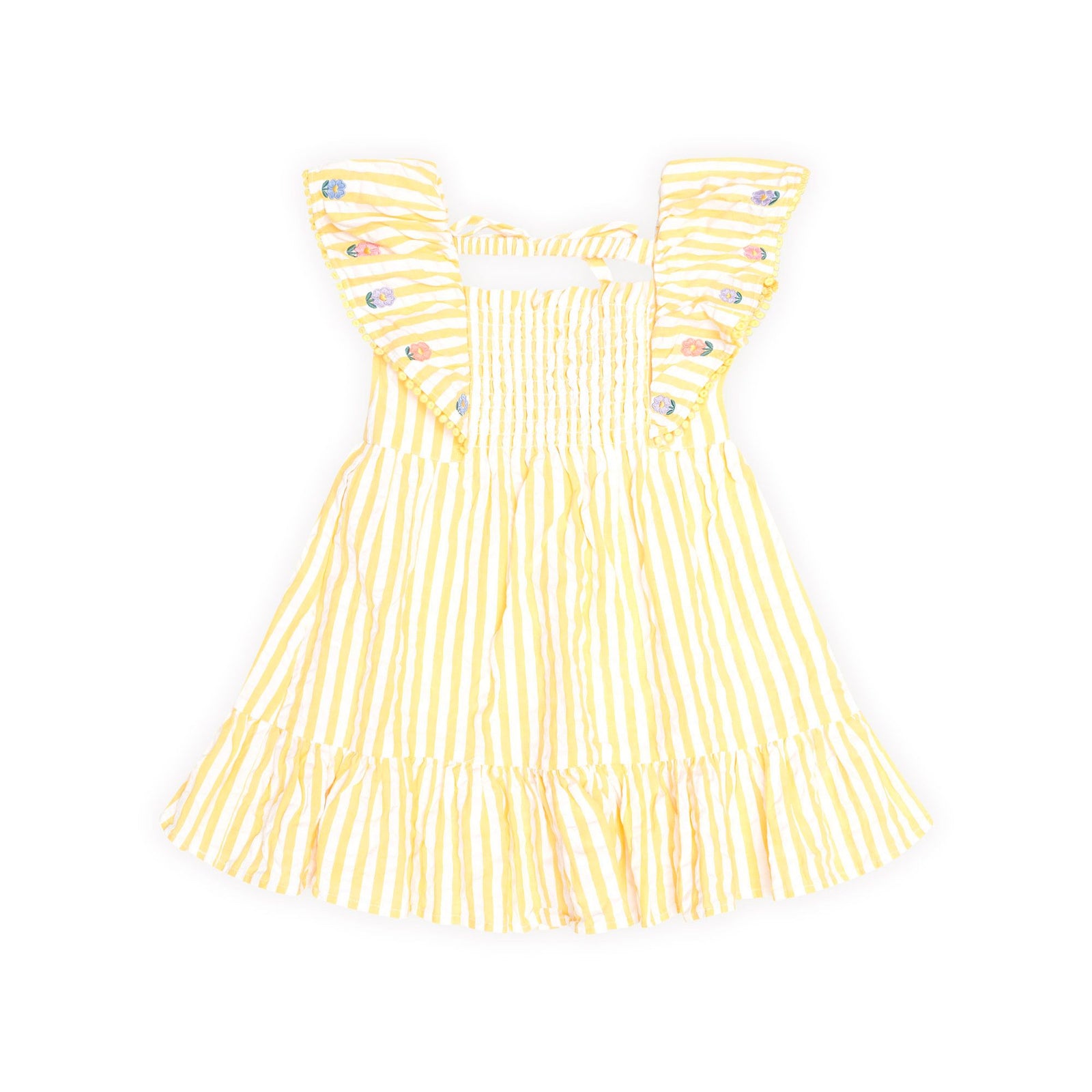 Flower Field Stripe Shirred Dress