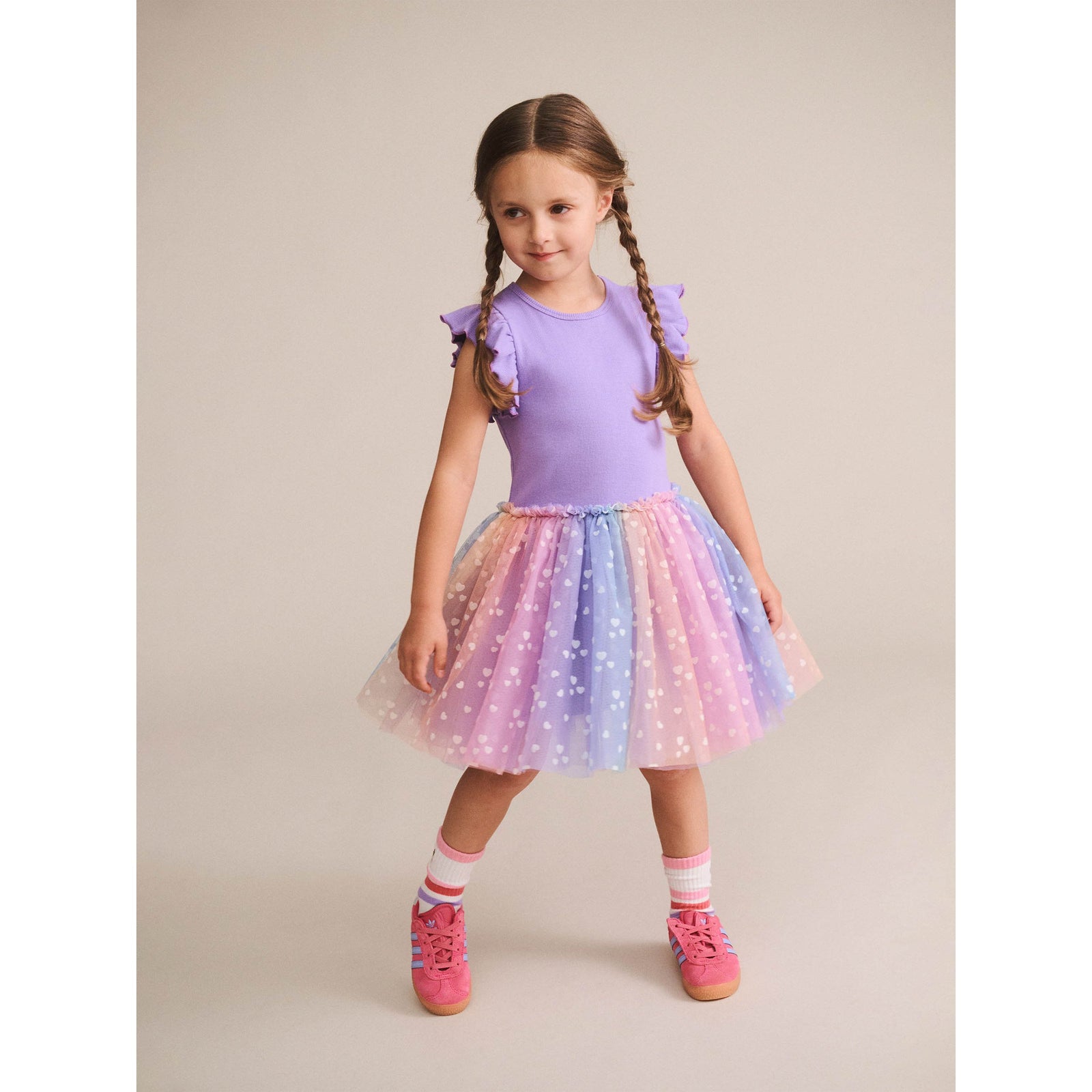 Purple S/Slv Rib Dress