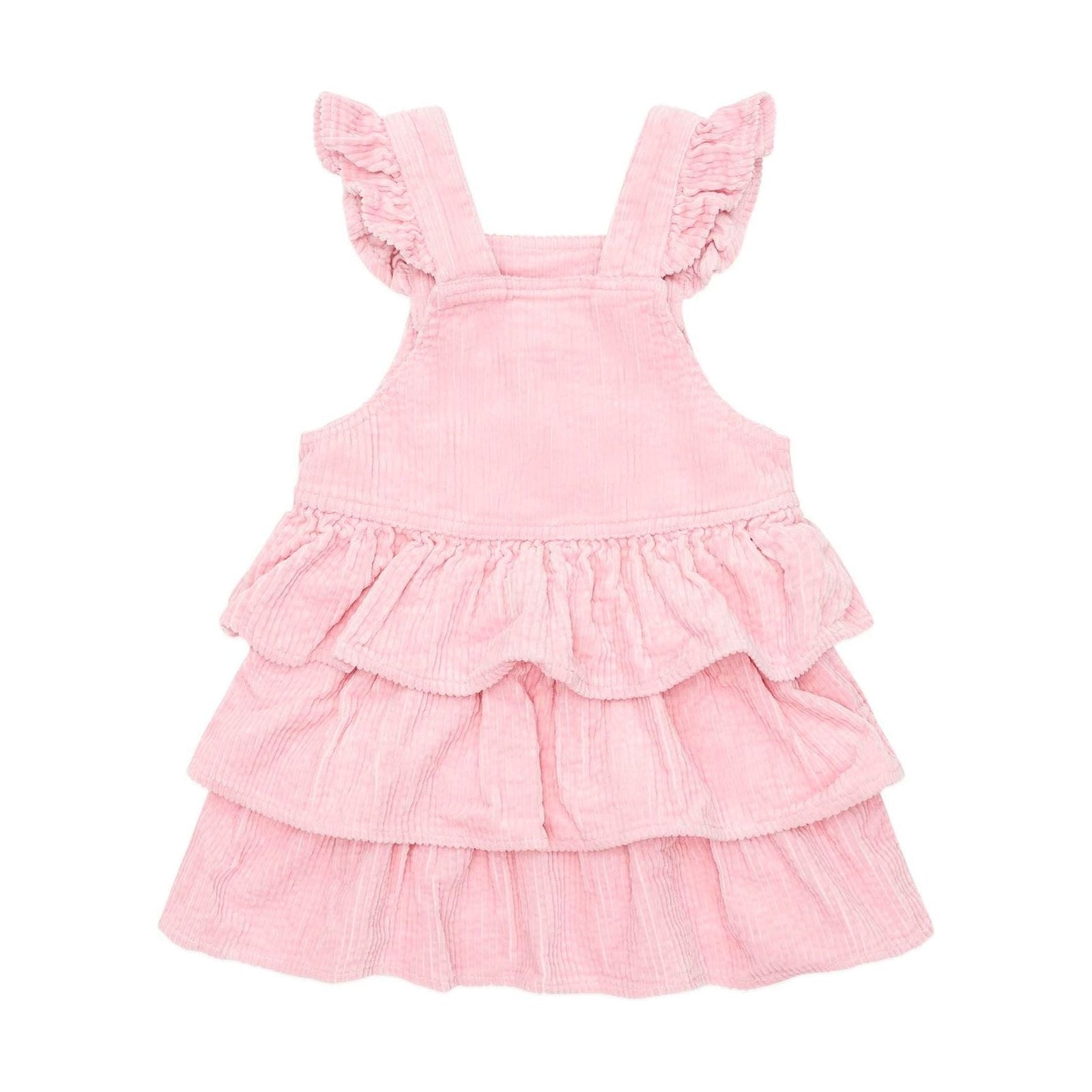 Blush Cord Tiered Overall Dress