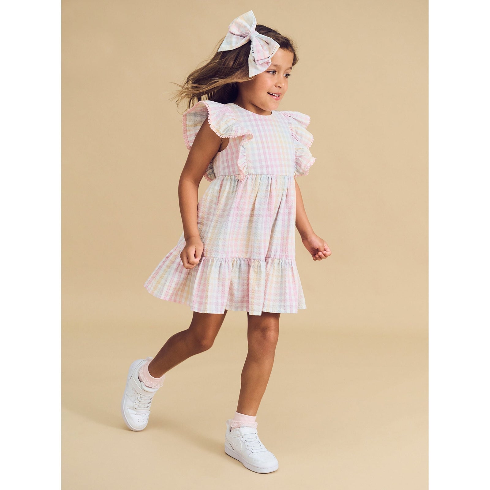Rainbow Check Frill Dress