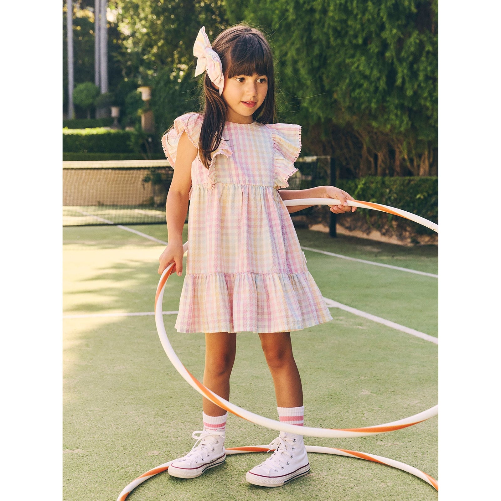 Rainbow Check Frill Dress