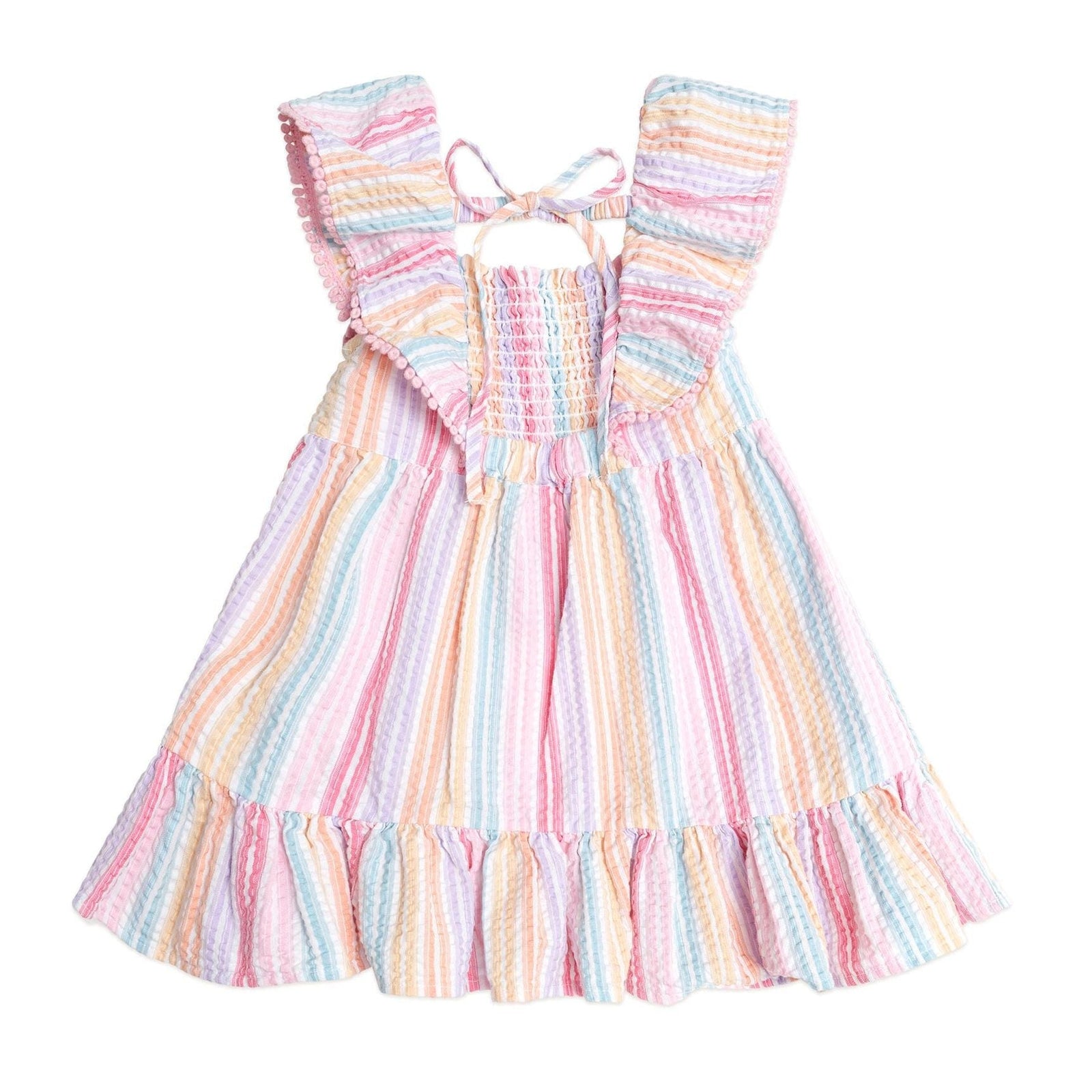 Rainbow Stripe Shirred Frill Dress