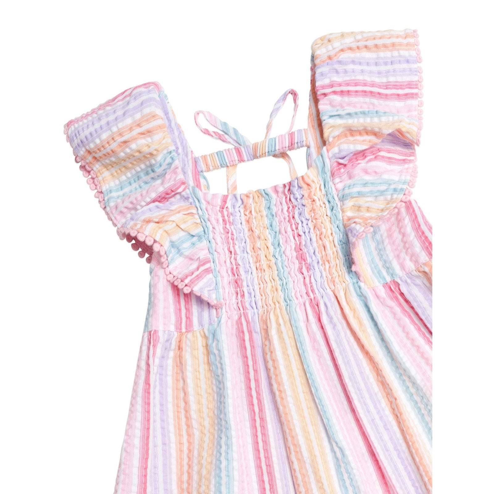 Rainbow Stripe Shirred Frill Dress