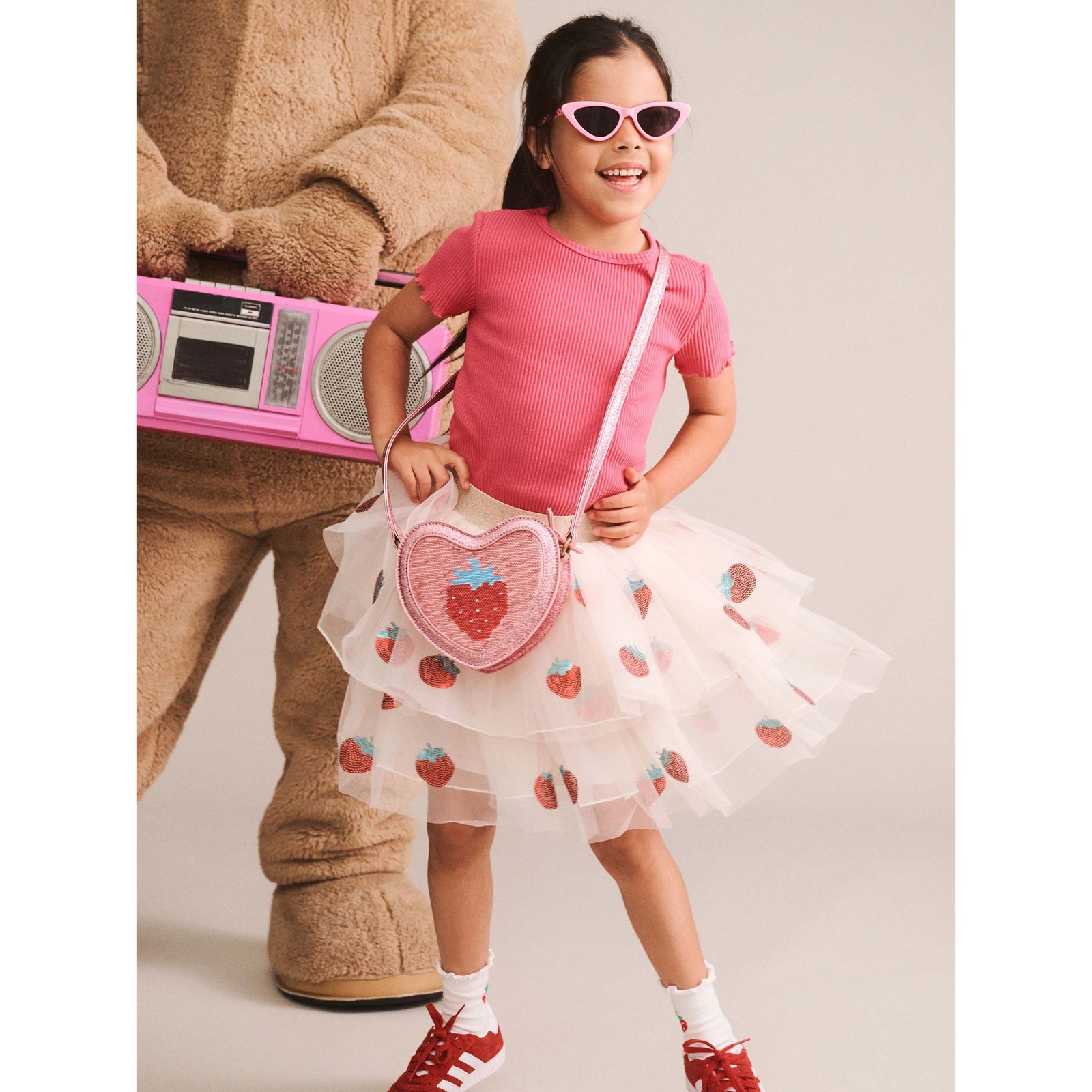 Sequin Strawberry Tulle Skirt