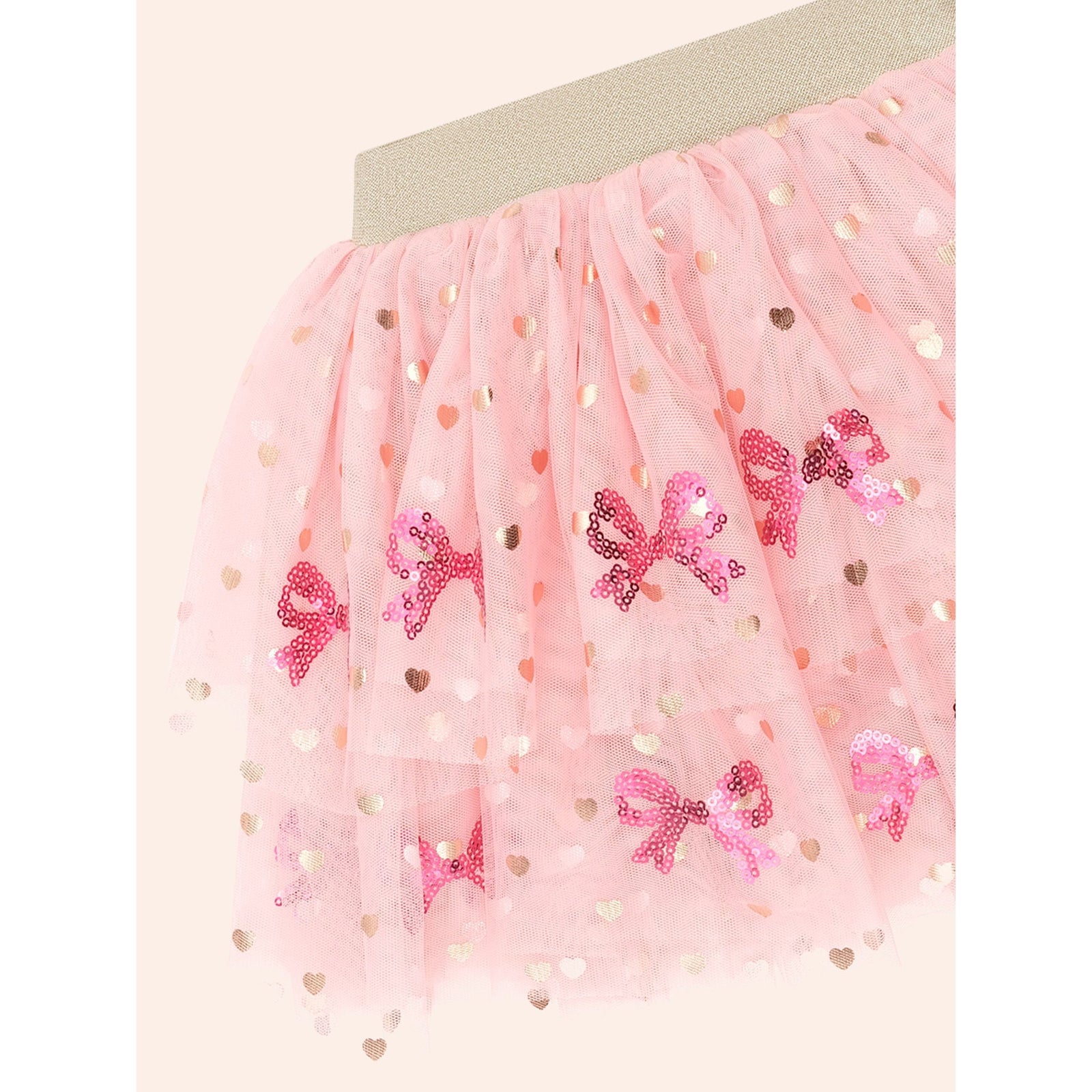 Sequin Bow Tiered Tulle Skirt