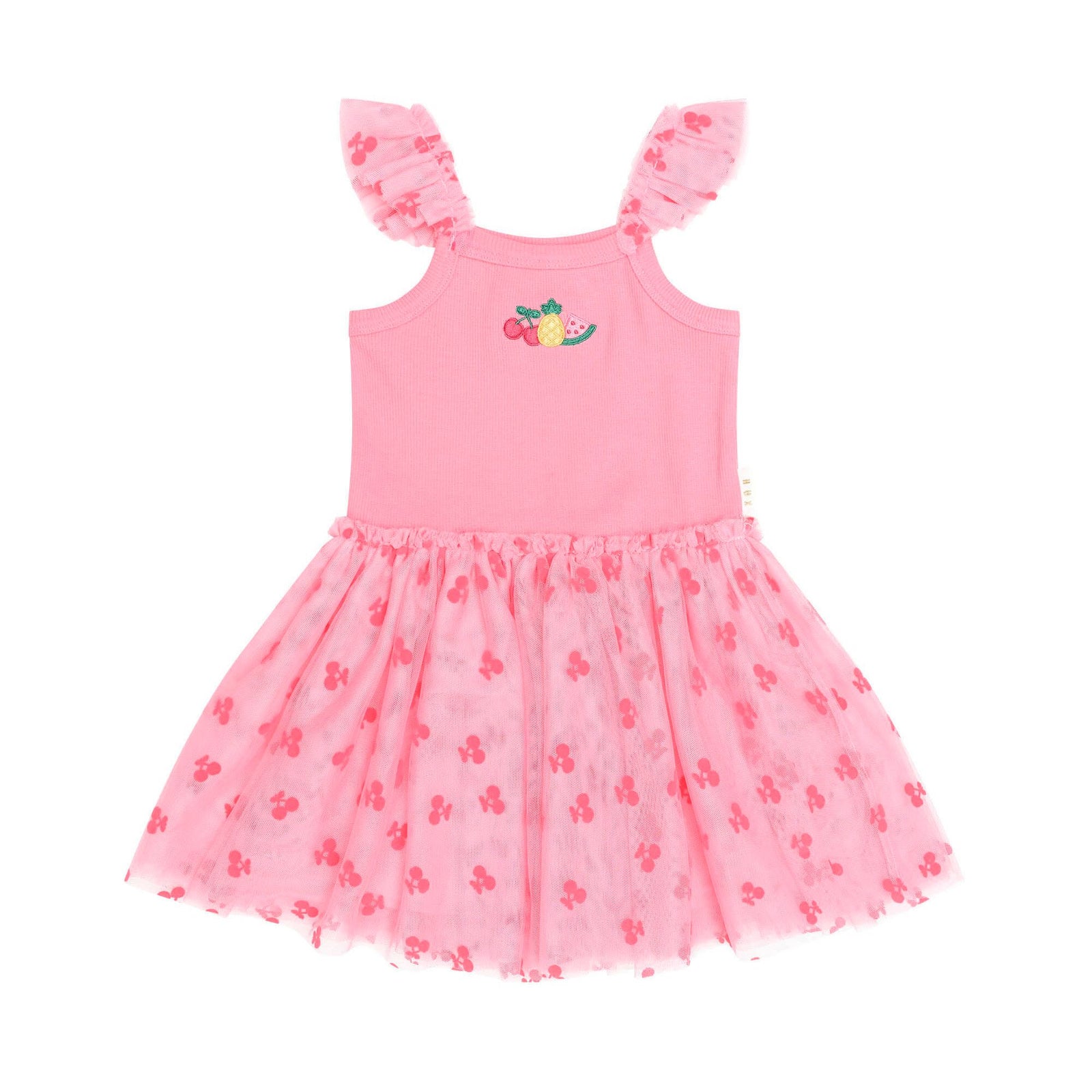 Tropical Fruit Emb Tulle Dress