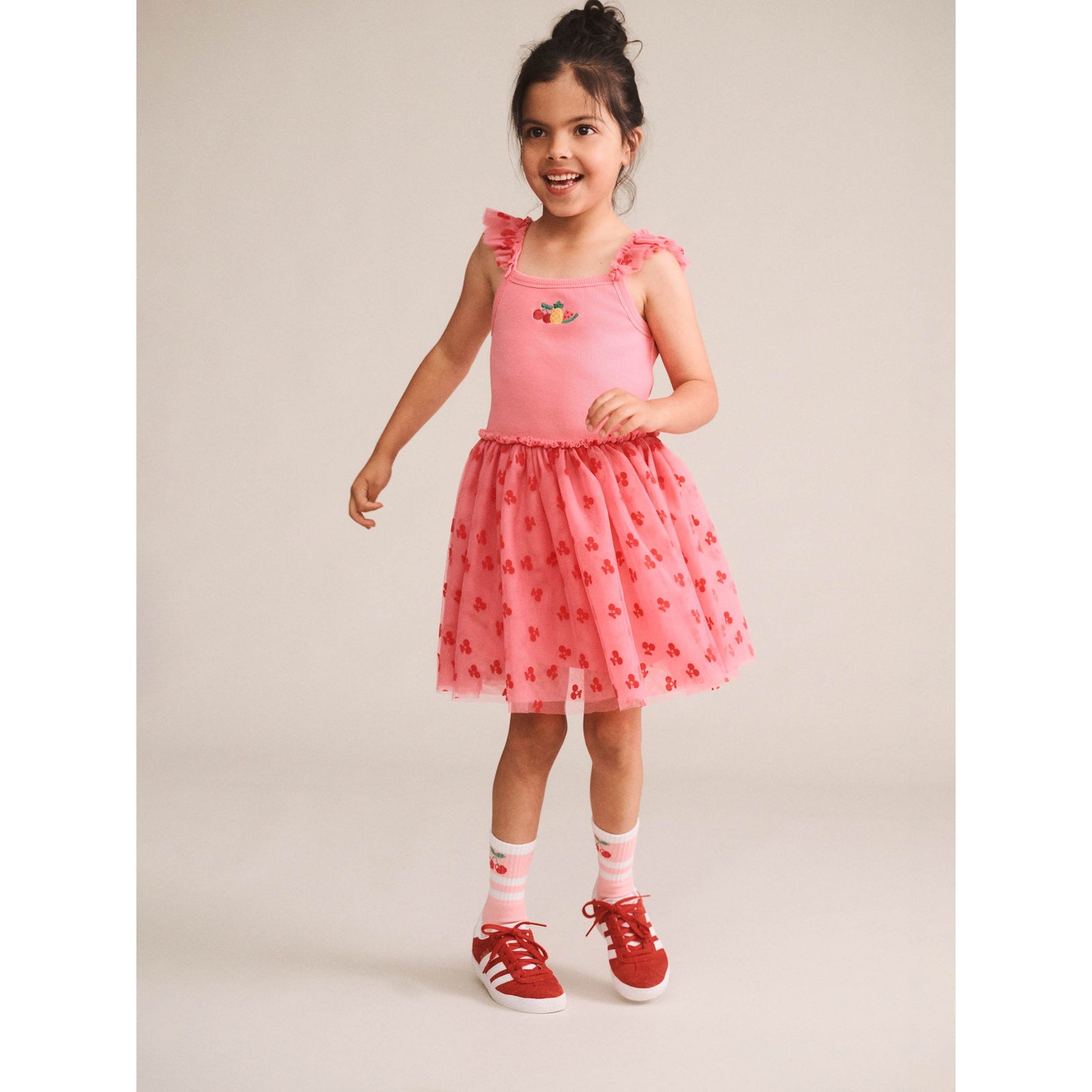 Tropical Fruit Emb Tulle Dress
