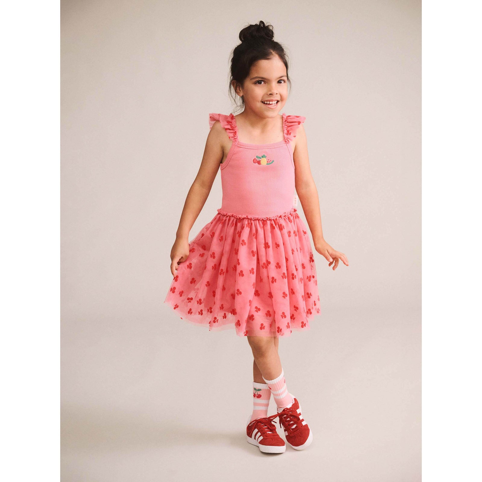 Tropical Fruit Emb Tulle Dress