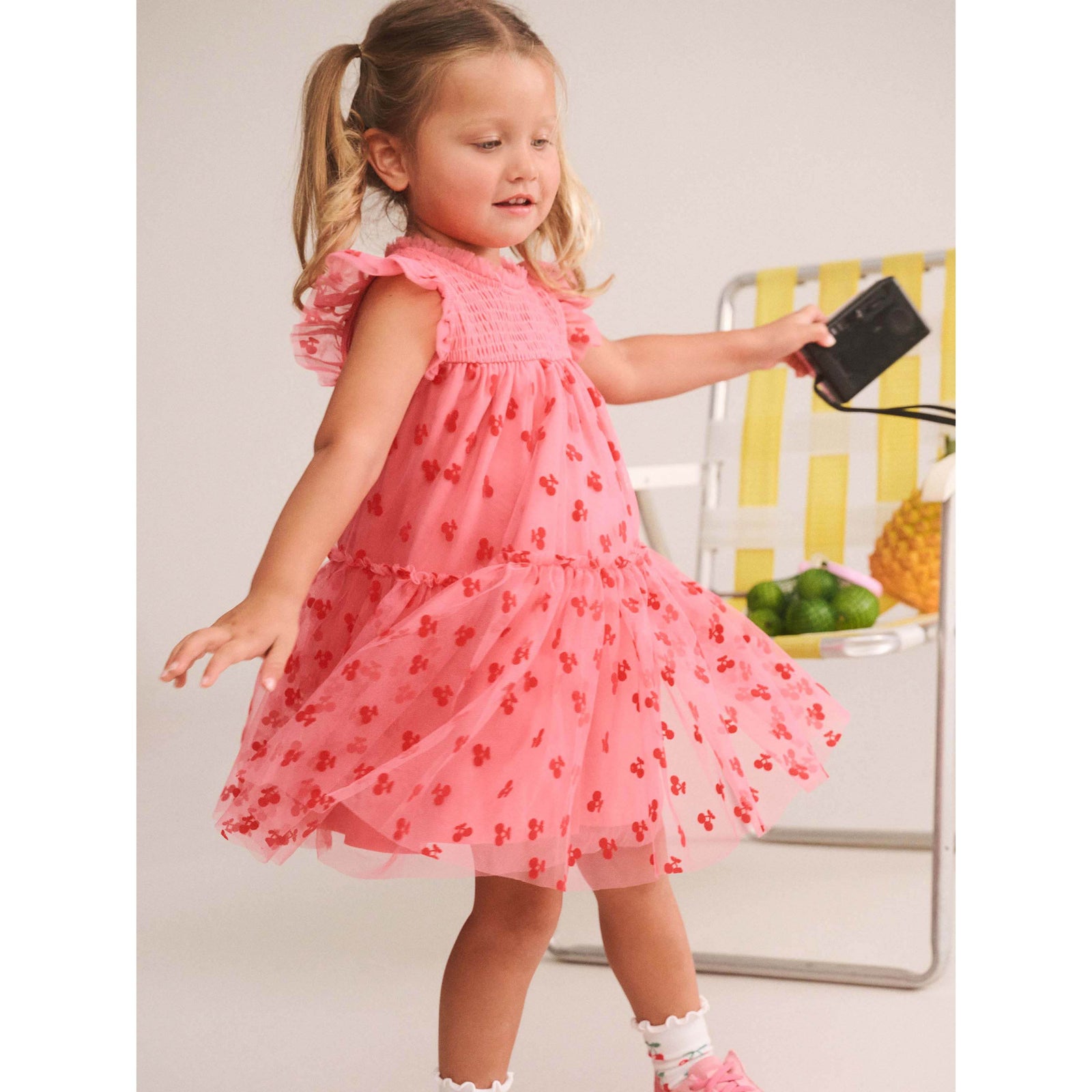 Tropical Glitter Fruit Tulle Dress
