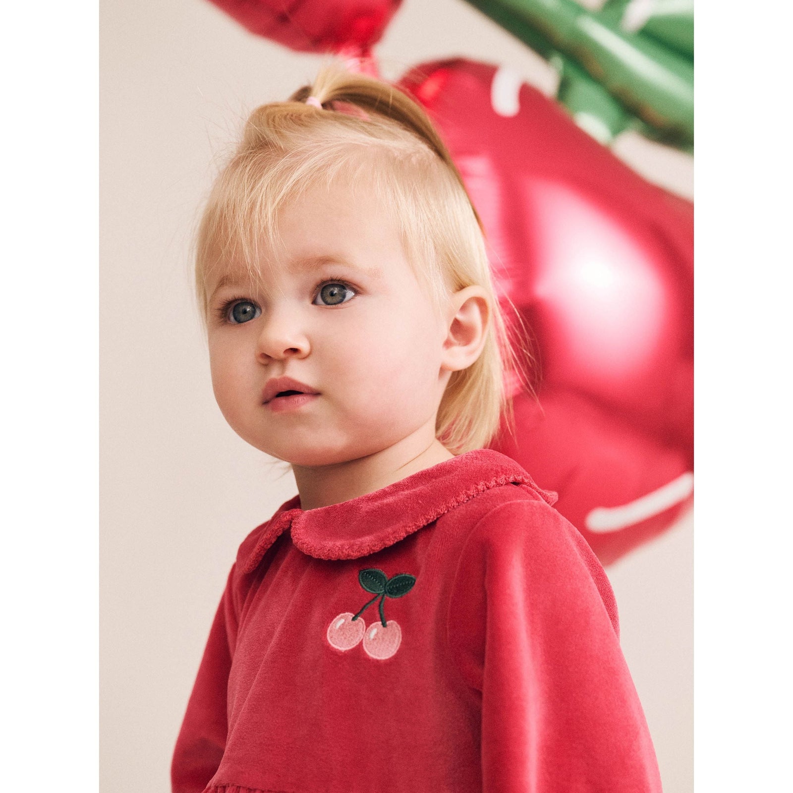 Very Cherry Velour Collar Dress