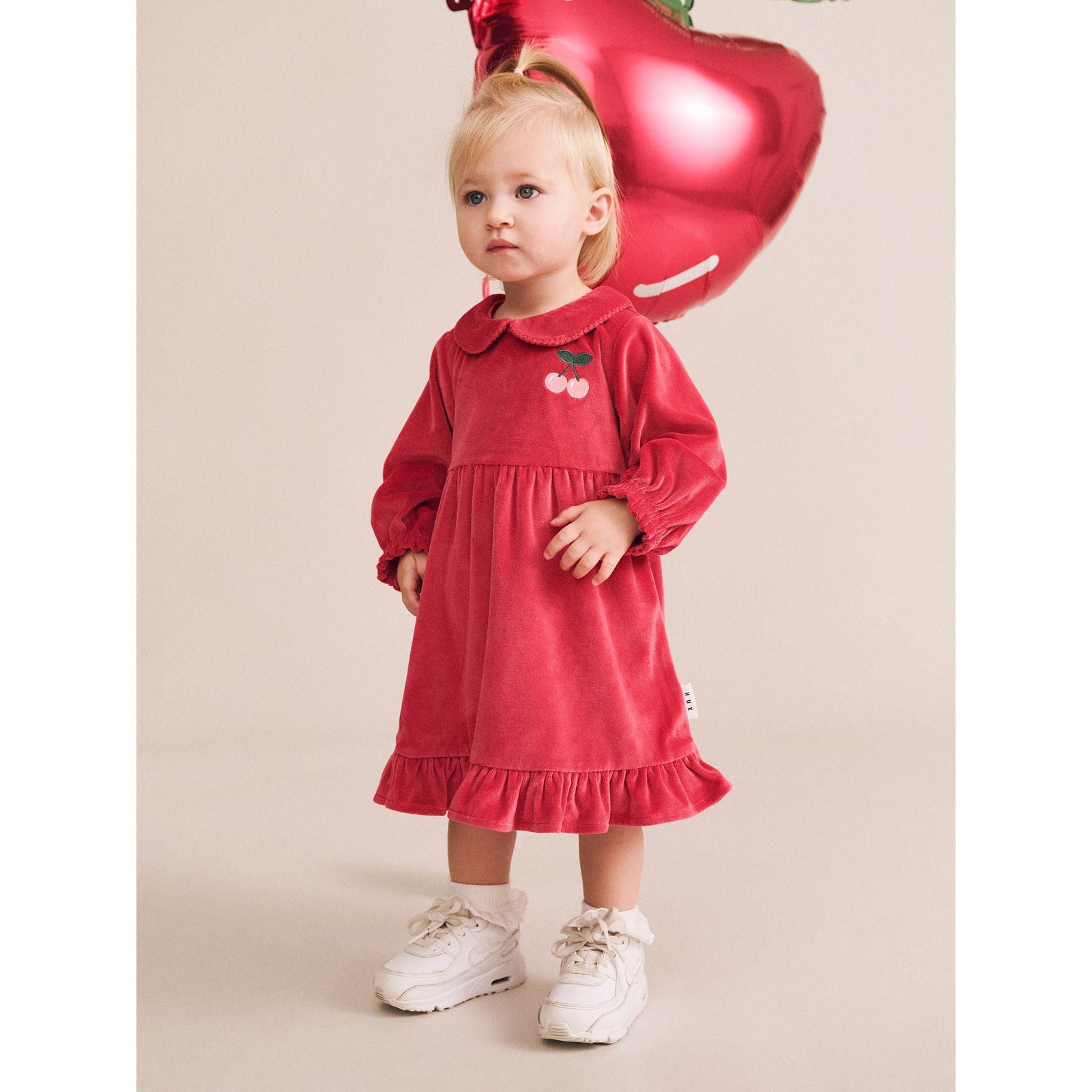 Very Cherry Velour Collar Dress