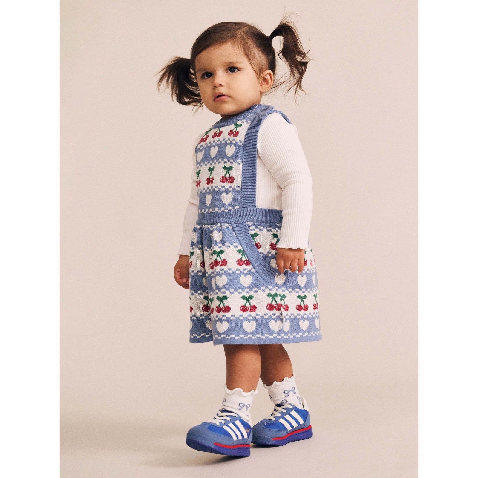 Cherry Heart Knit Pinafore Dress