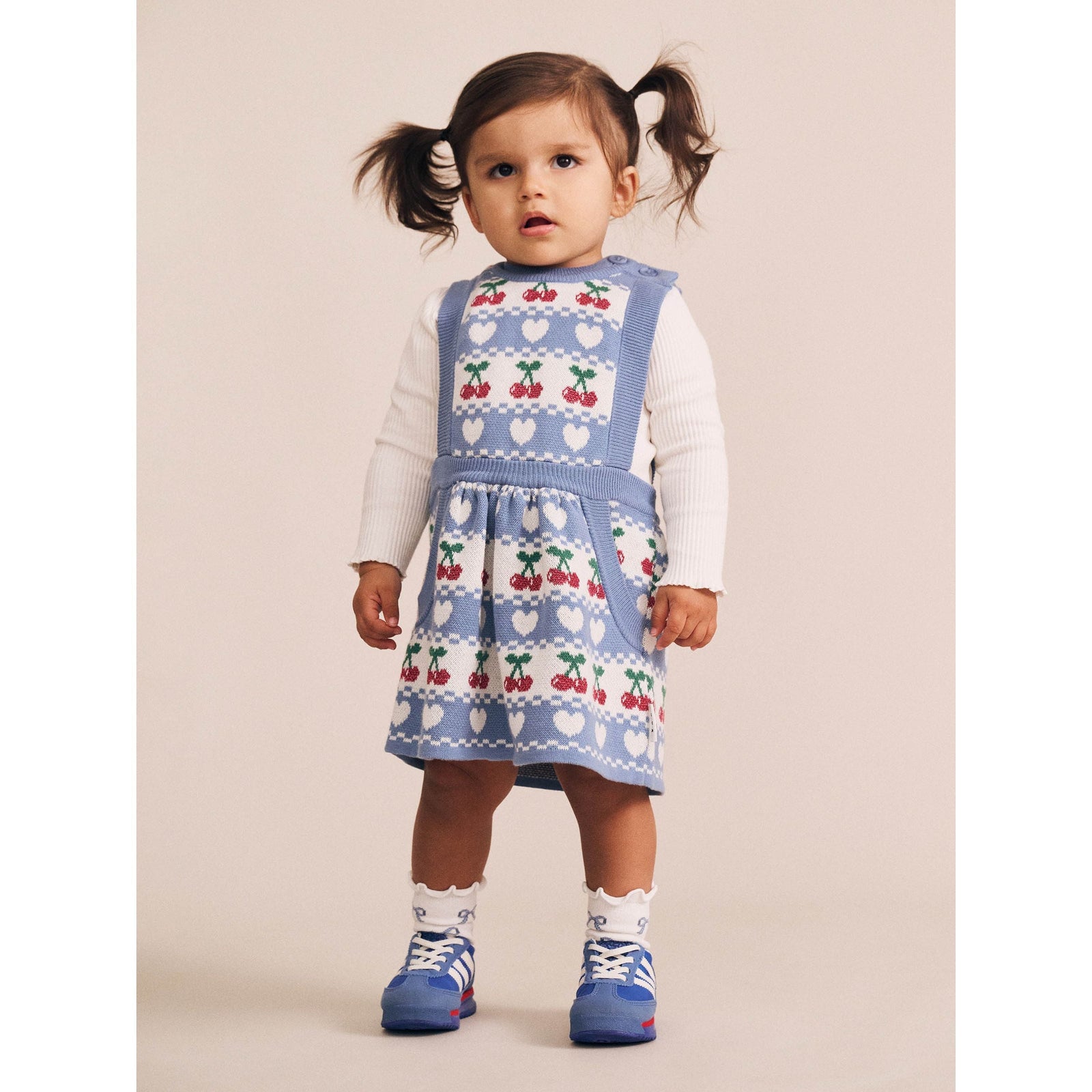 Cherry Heart Knit Pinafore Dress