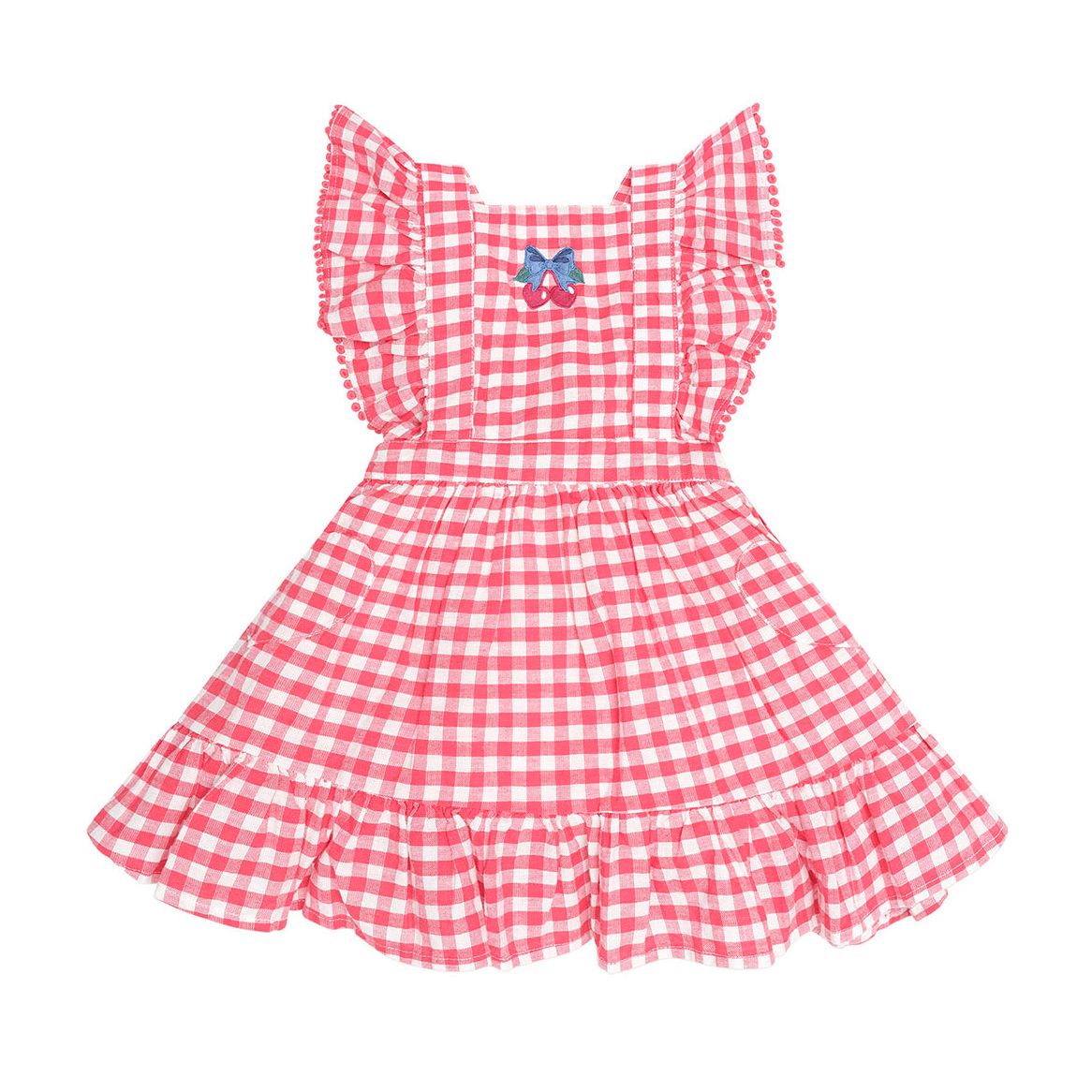 Cherry Bow Gingham Pinafore