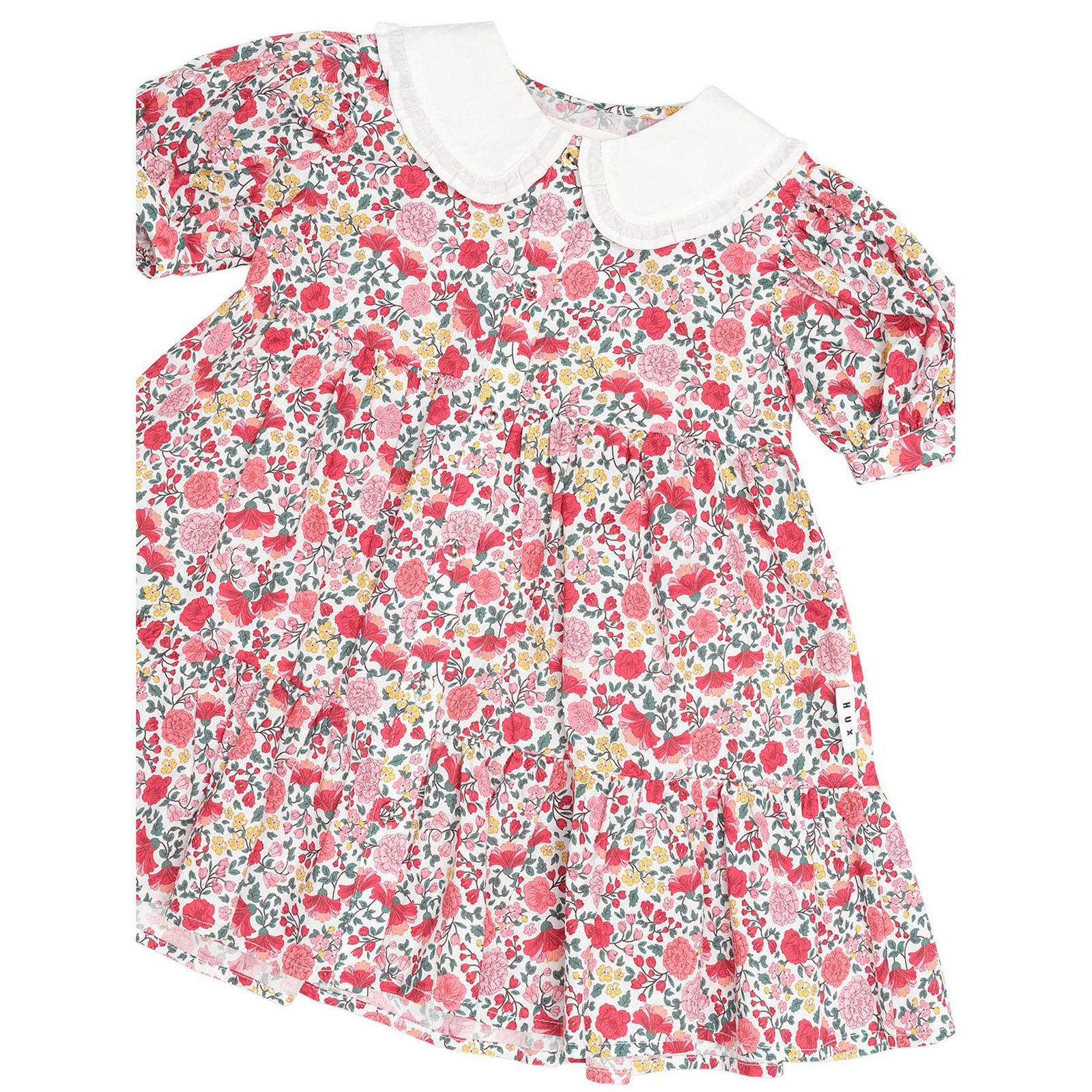 Festive Floral Frill Collar Dress