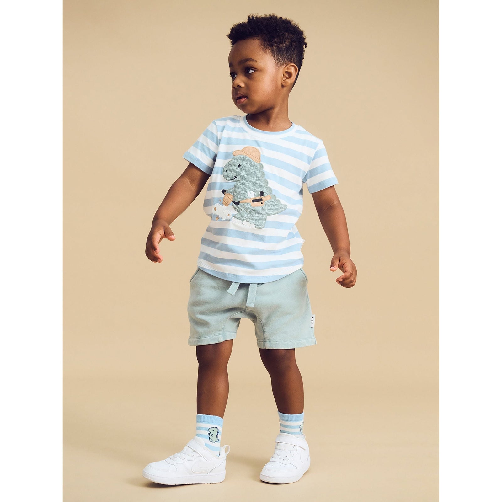 Construction Dino Stripe T-Shirt