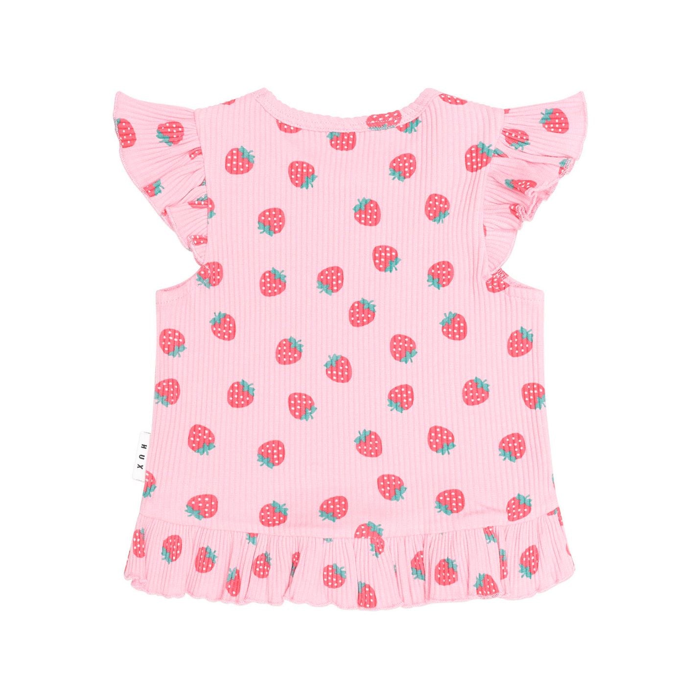 Strawberry Print Rib Peplum Tee