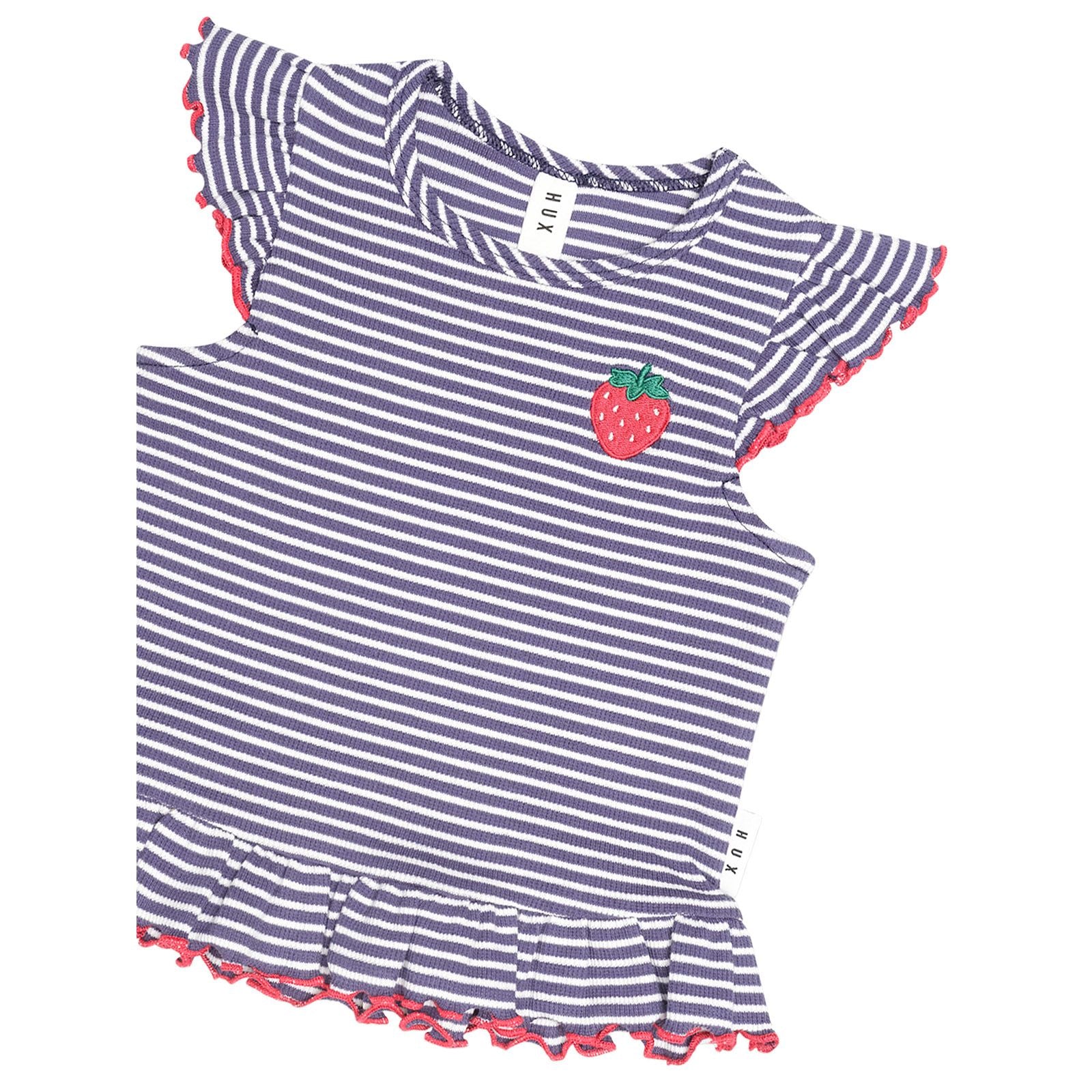 Ink Stripe Rib Peplum Tee