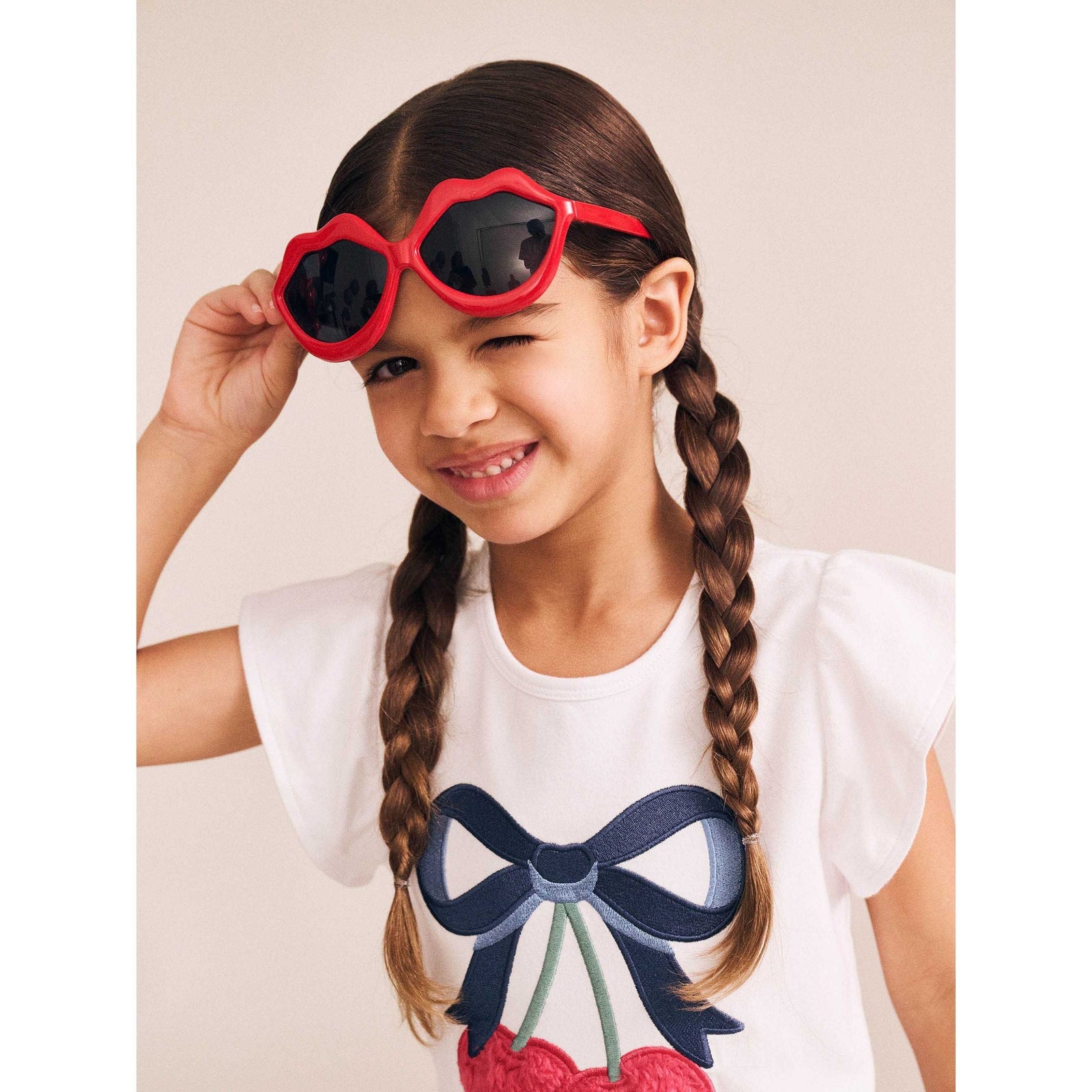 Cherry Bow Frill Sleeve Tee