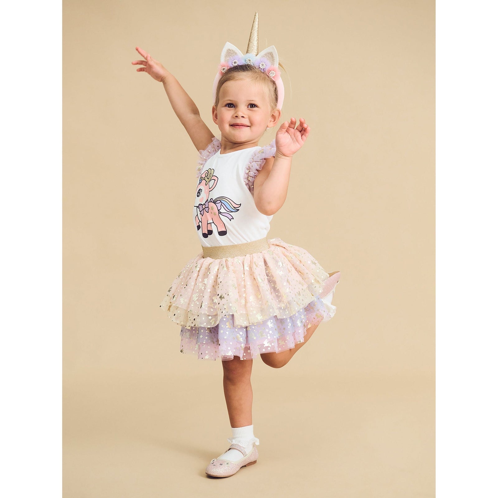 Reindeer Tulle Sleeve T-Shirt