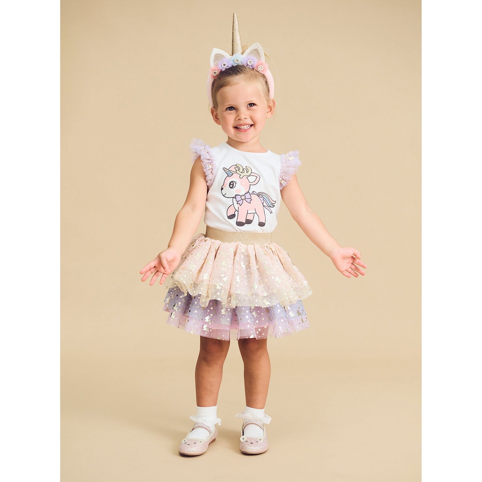 Reindeer Tulle Sleeve T-Shirt