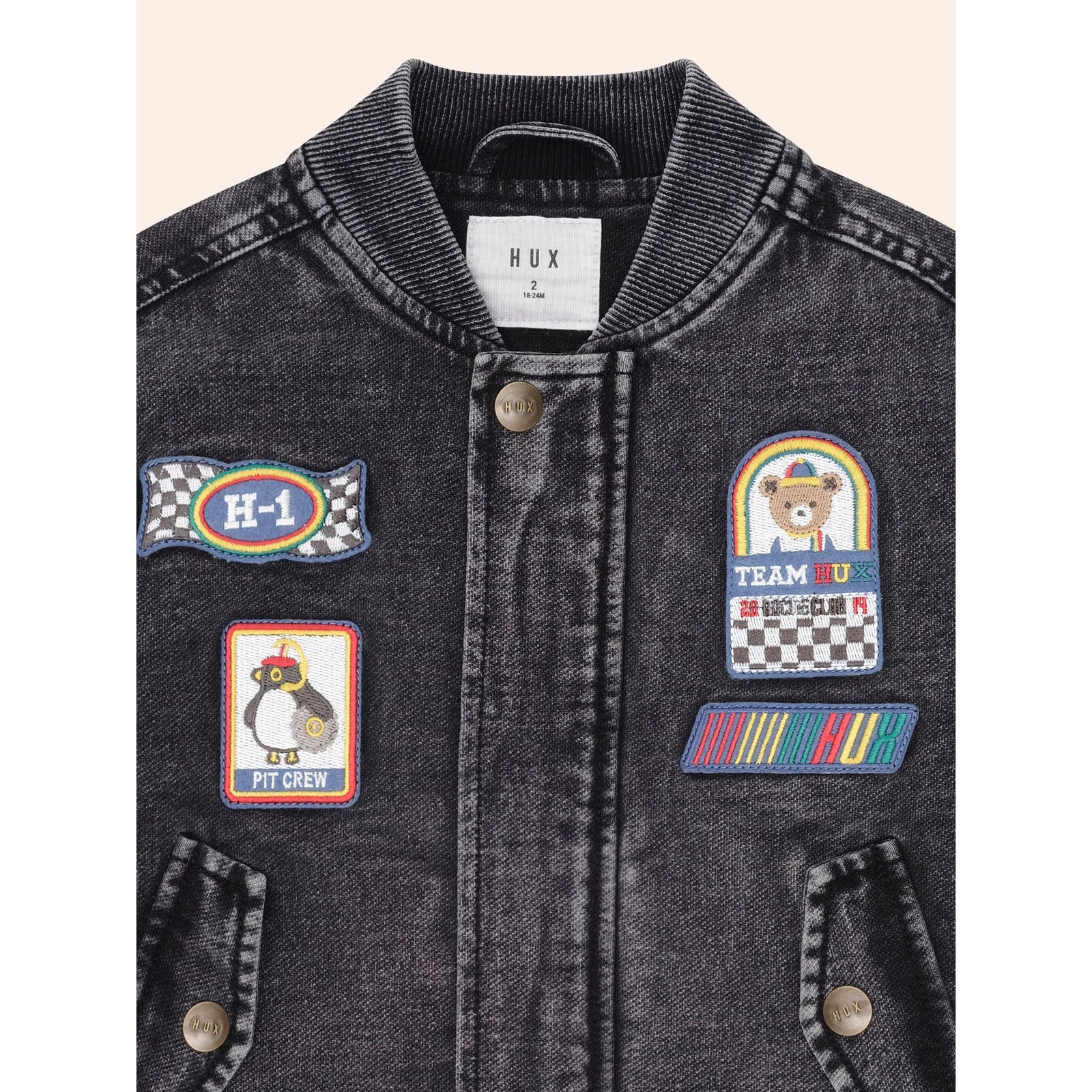 Black Knit Denim Patches Jacket