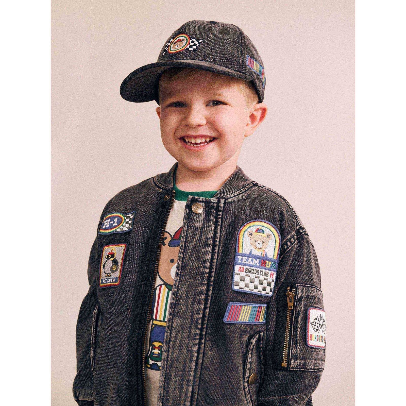 Black Knit Denim Patches Jacket