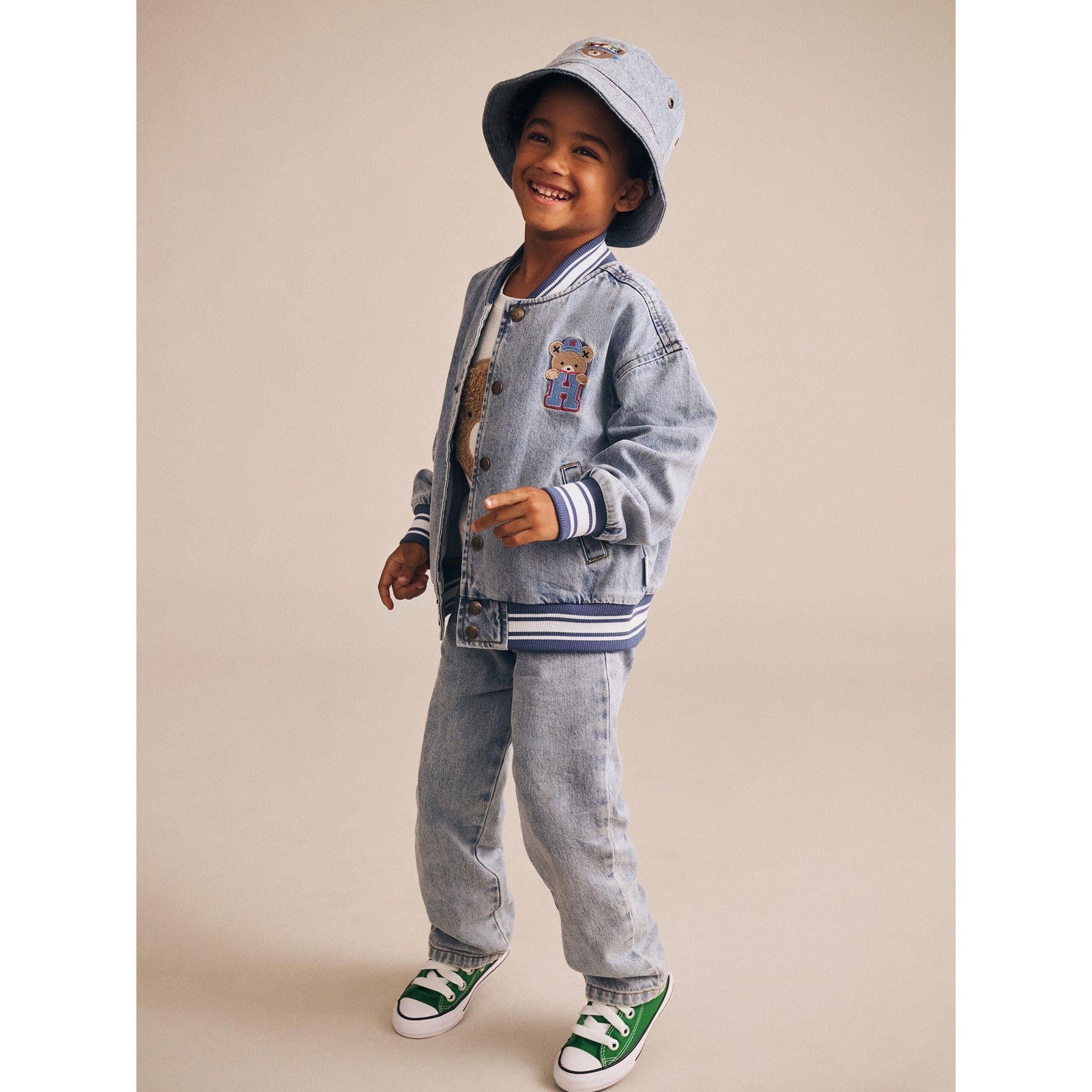 Dreamy Denim Varsity Bomber