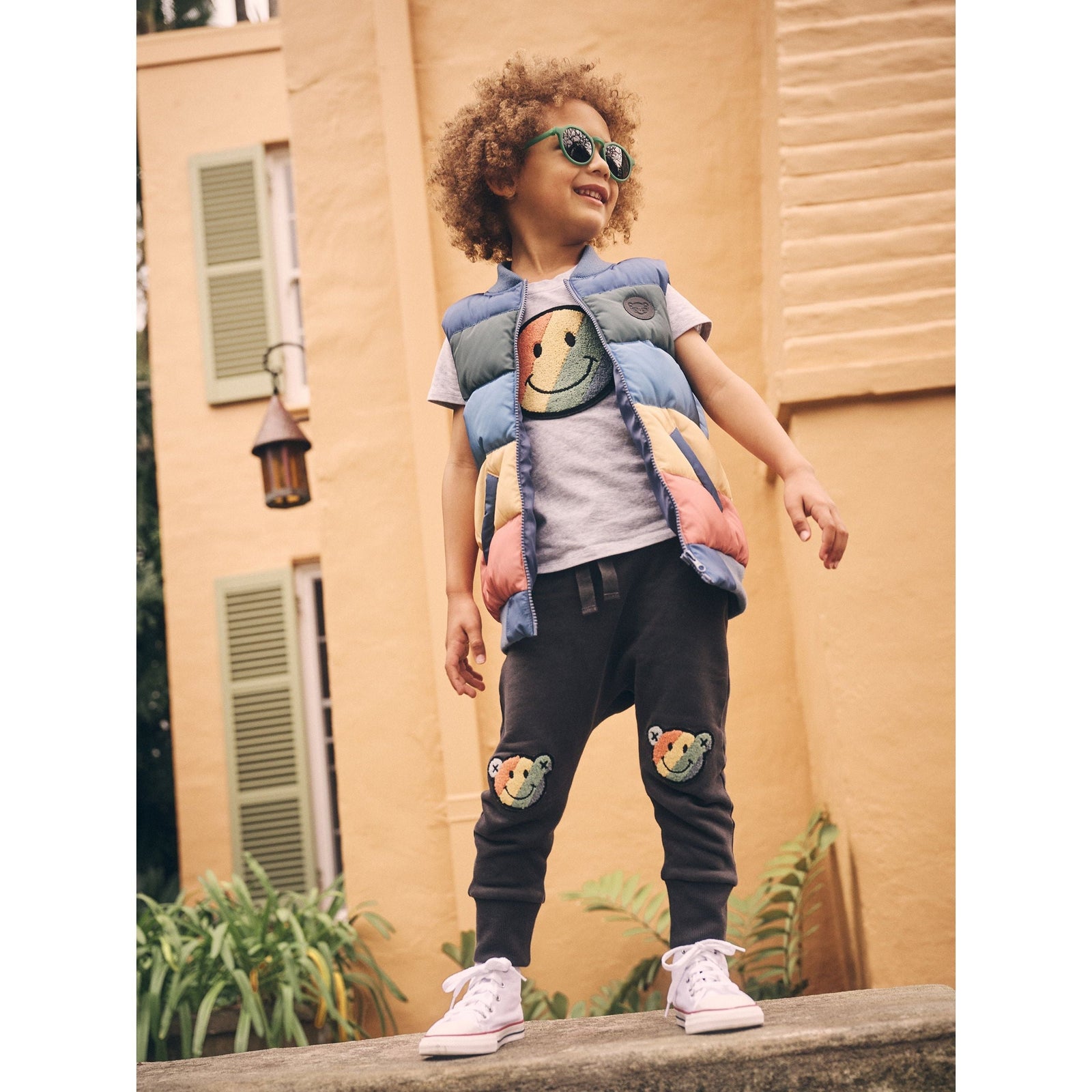 Smiley Rainbow Puffer Vest