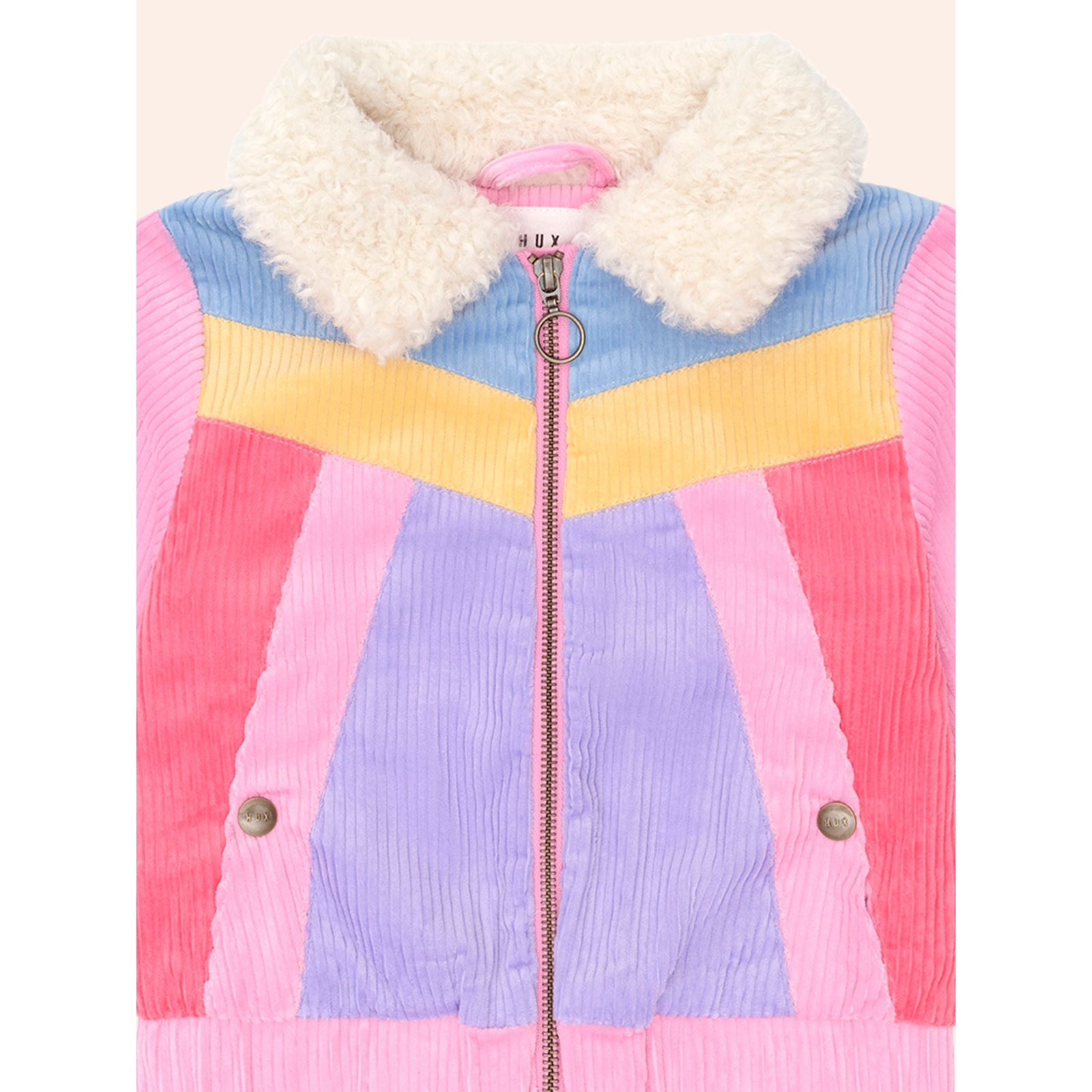 Colour Block Cord Jacket - Pink