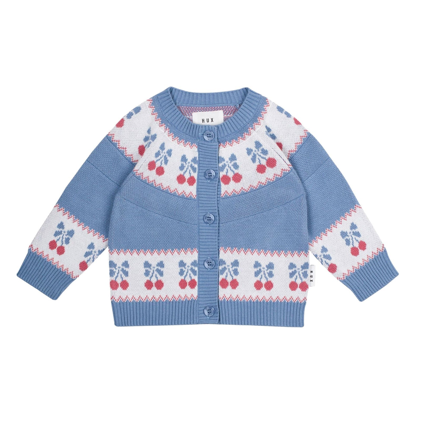 Folk Cherry Bow Cardi - Bijou Blue