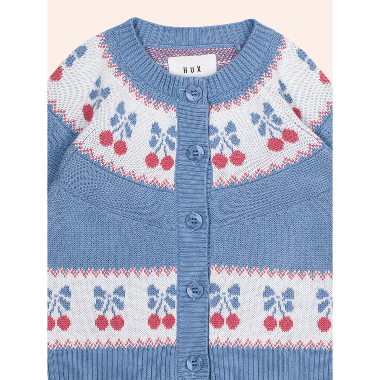 Folk Cherry Bow Cardi - Bijou Blue