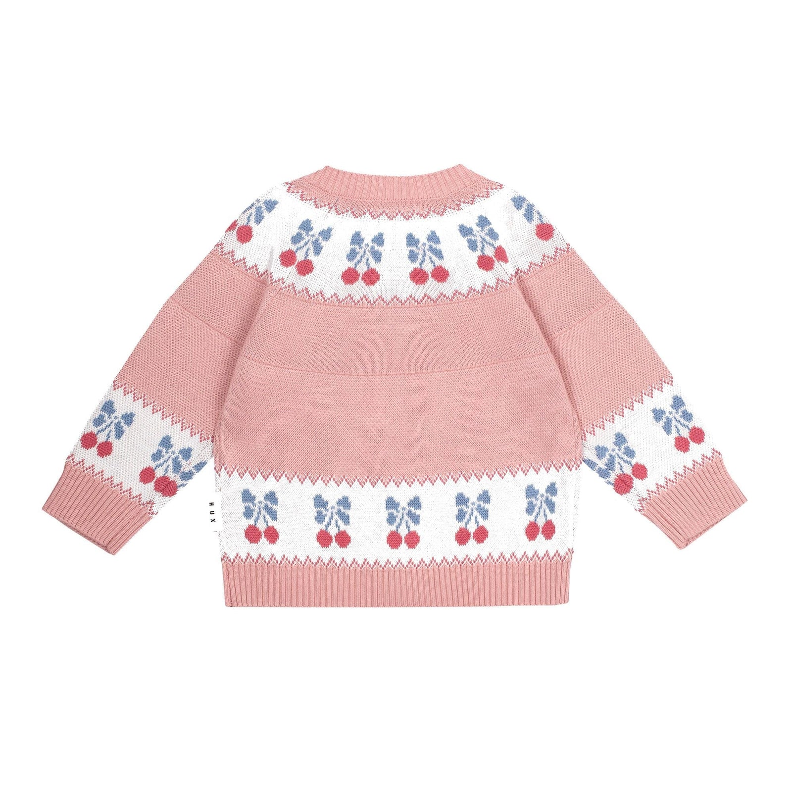 Folk Cherry Bow Cardi - Dusty Pink