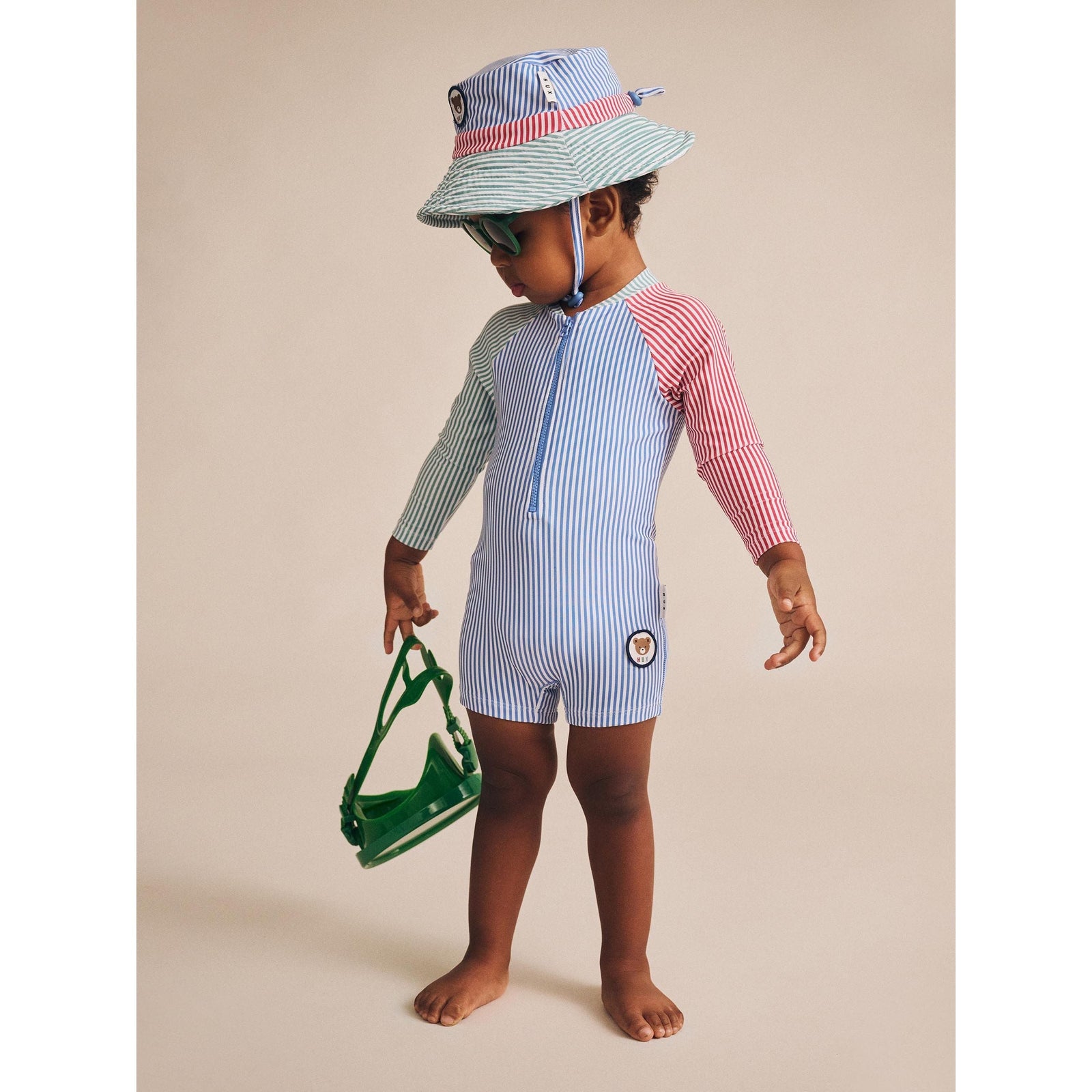 Spliced Stripe Swimsuit Shortie