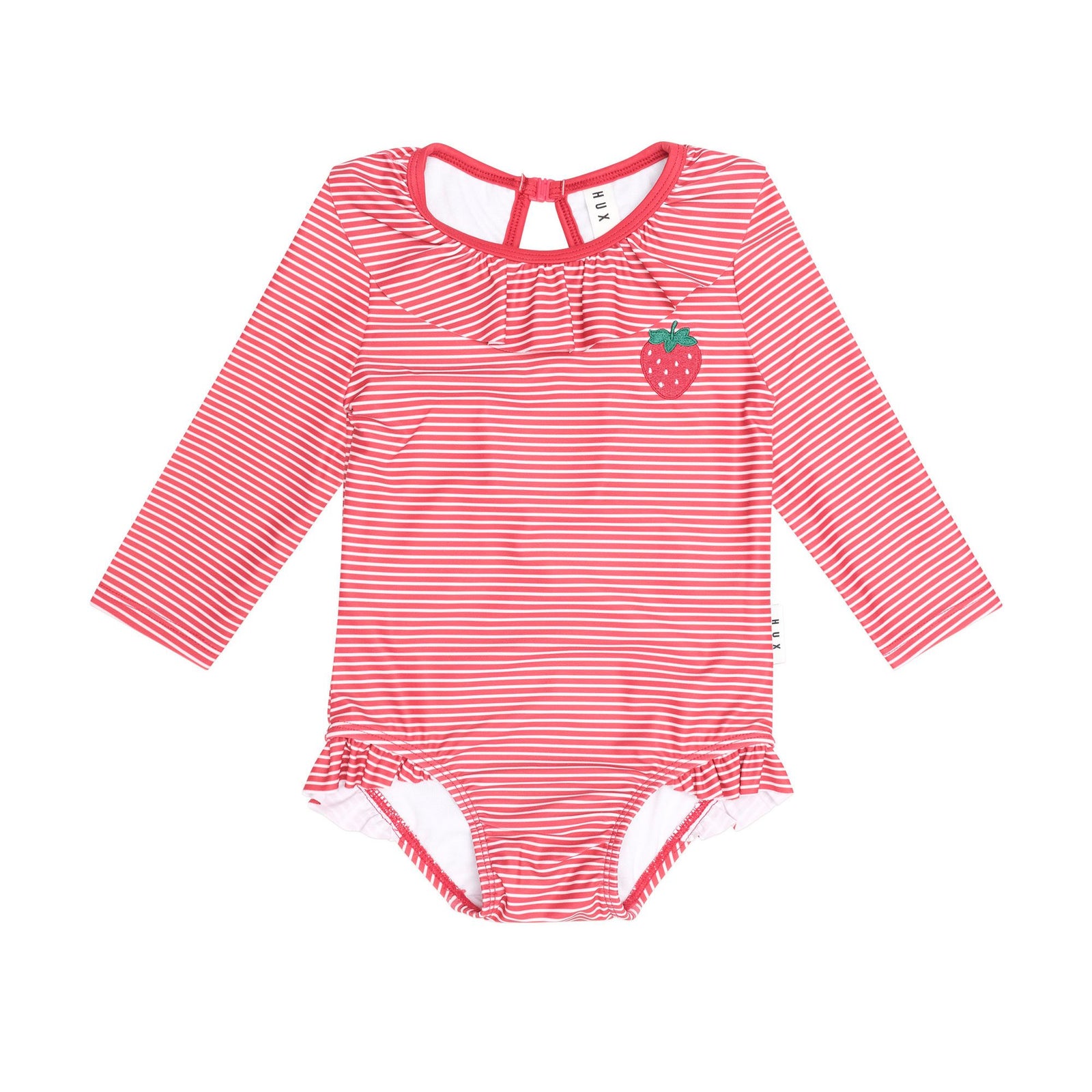 Red Stripe Frill Neck Swimsuit