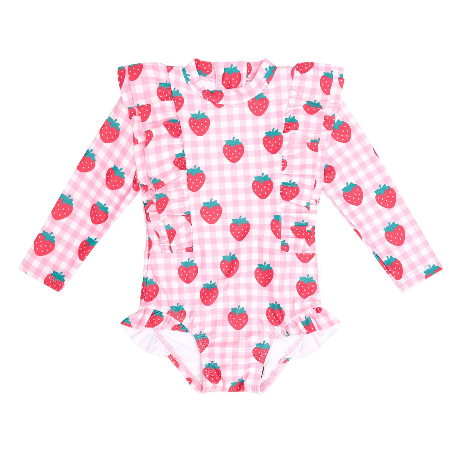 Strawberry Check Frill Swimsuit