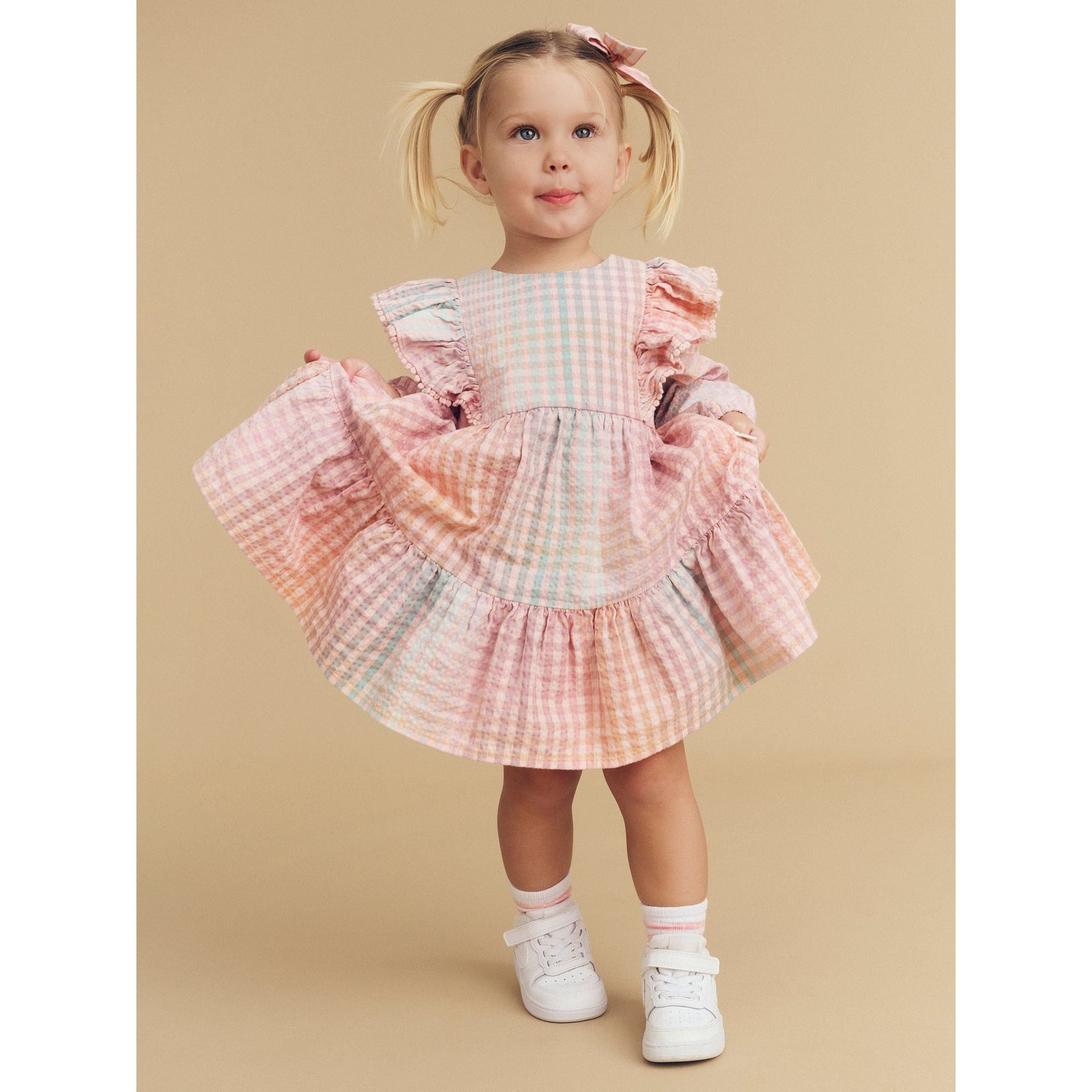 Rainbow Check 2Pk Hair Bow