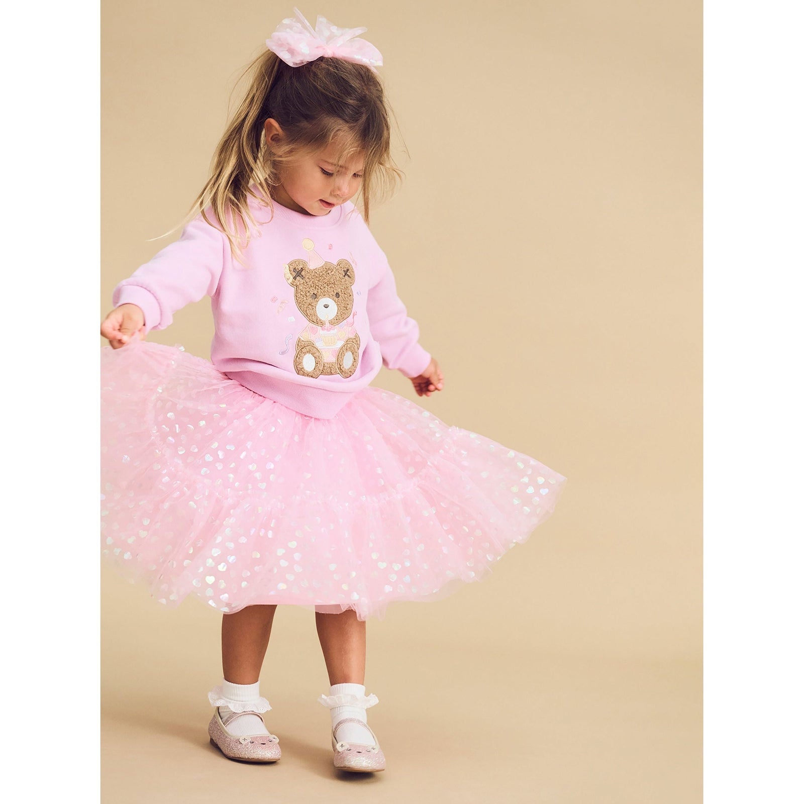 Shimmer Hearts Party Hair Bow