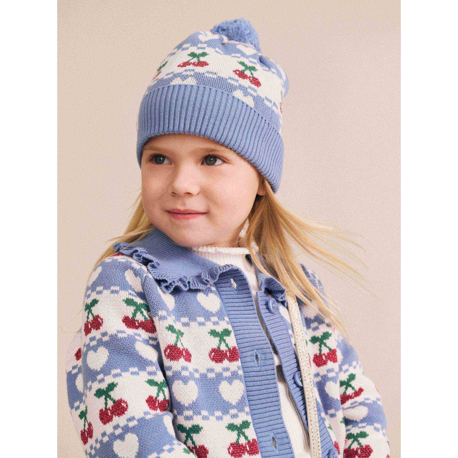 Cherry Heart Knit Beanie