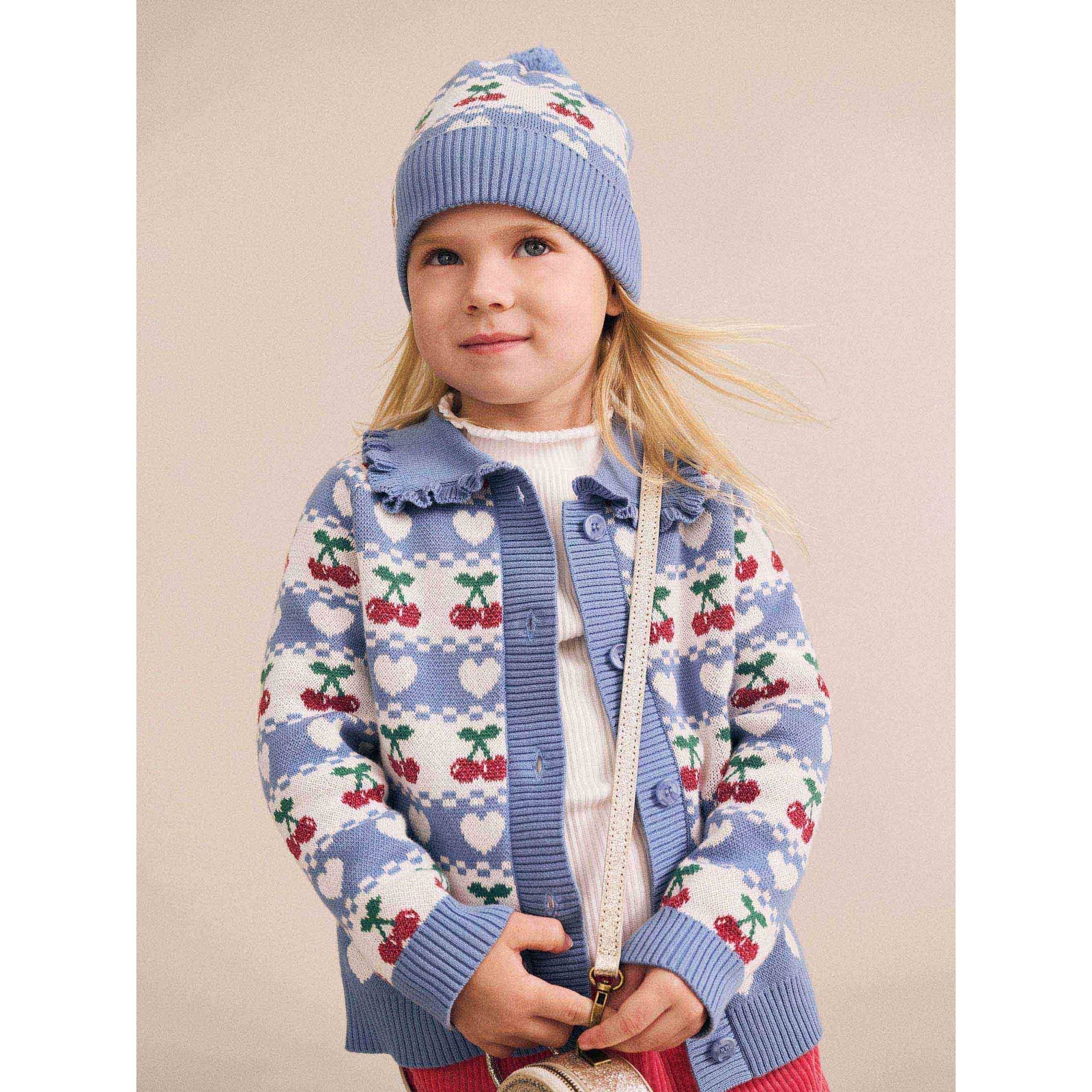 Cherry Heart Knit Beanie