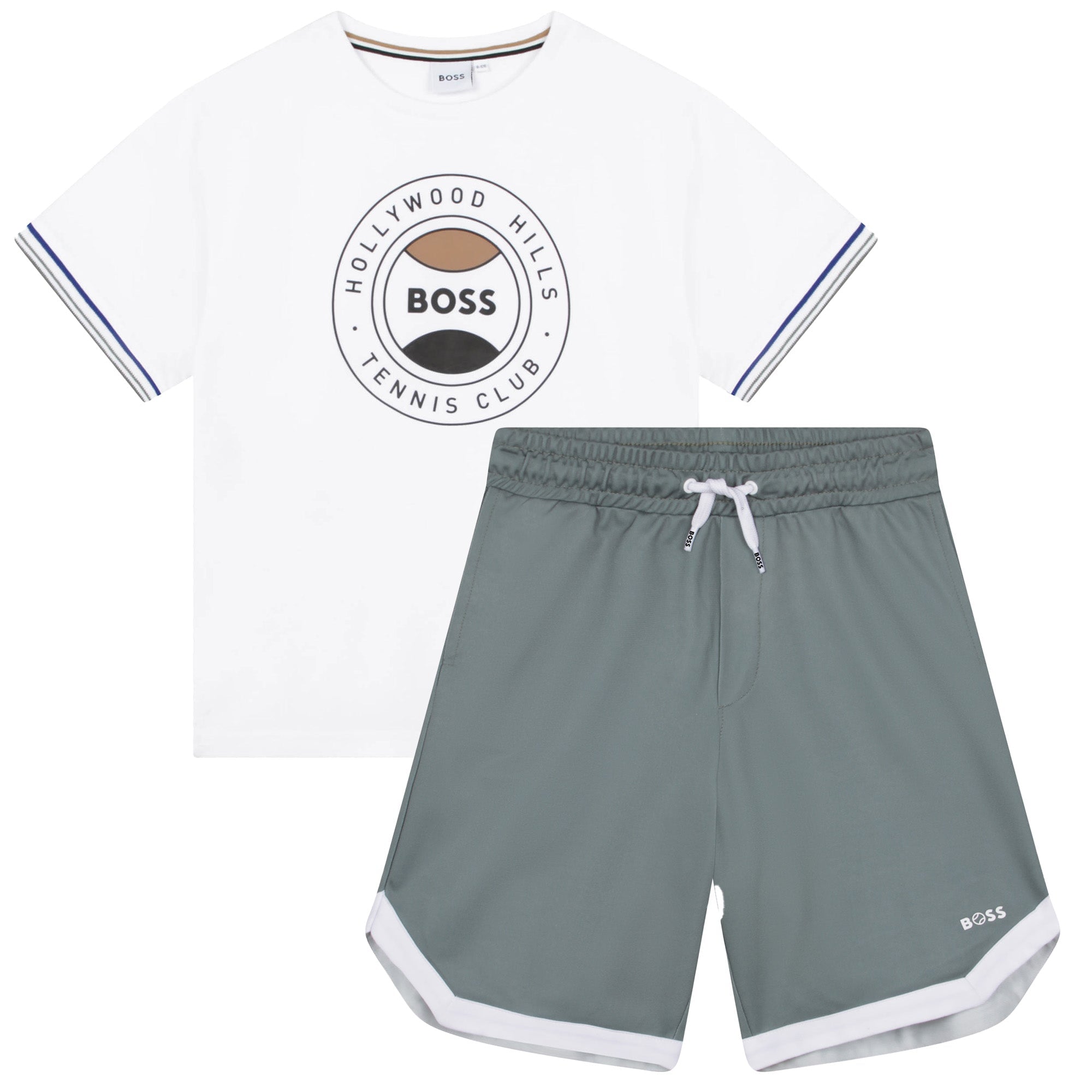 T-Shirt+Shorts Set - White Green