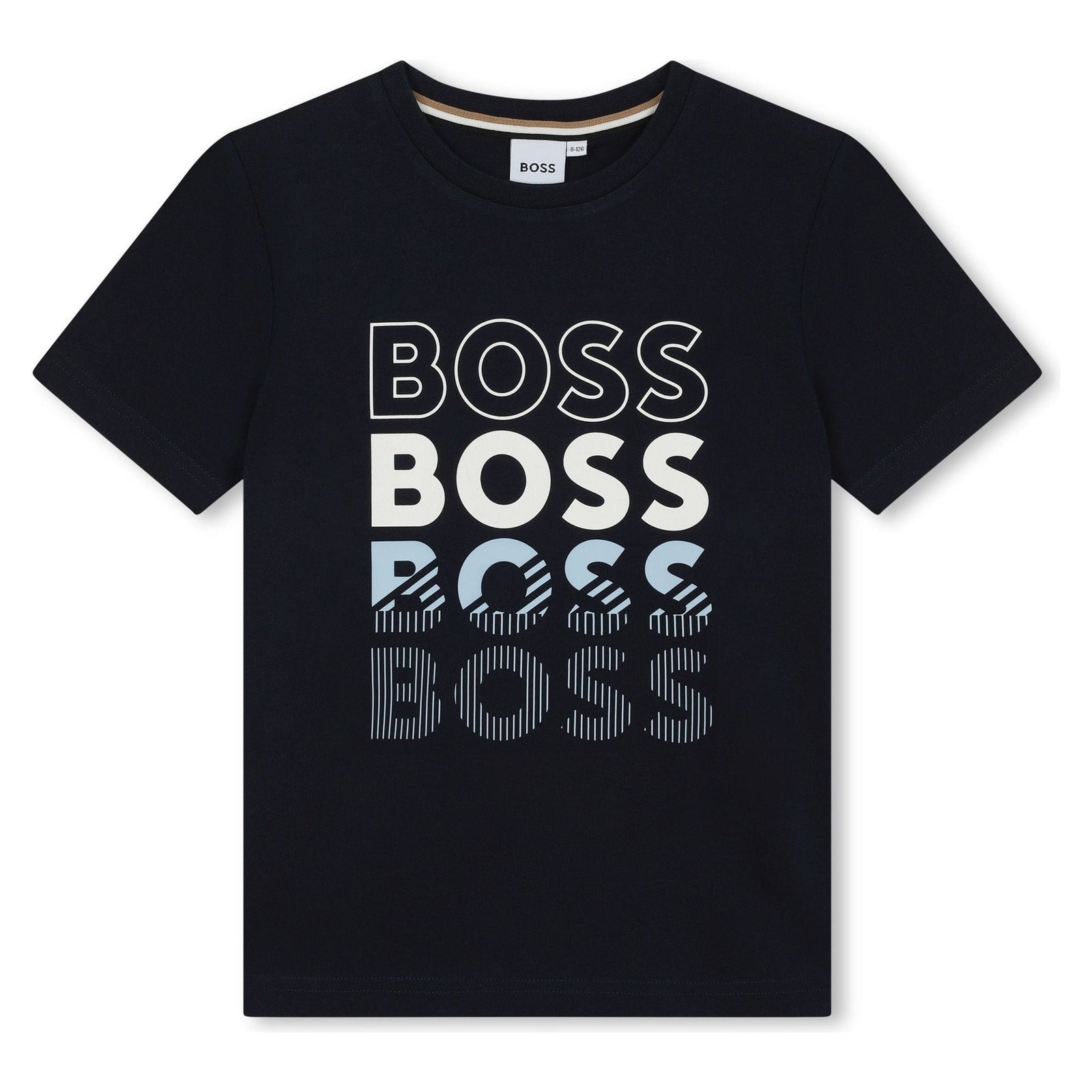 Cotton Round-Collar T-Shirt- Navy