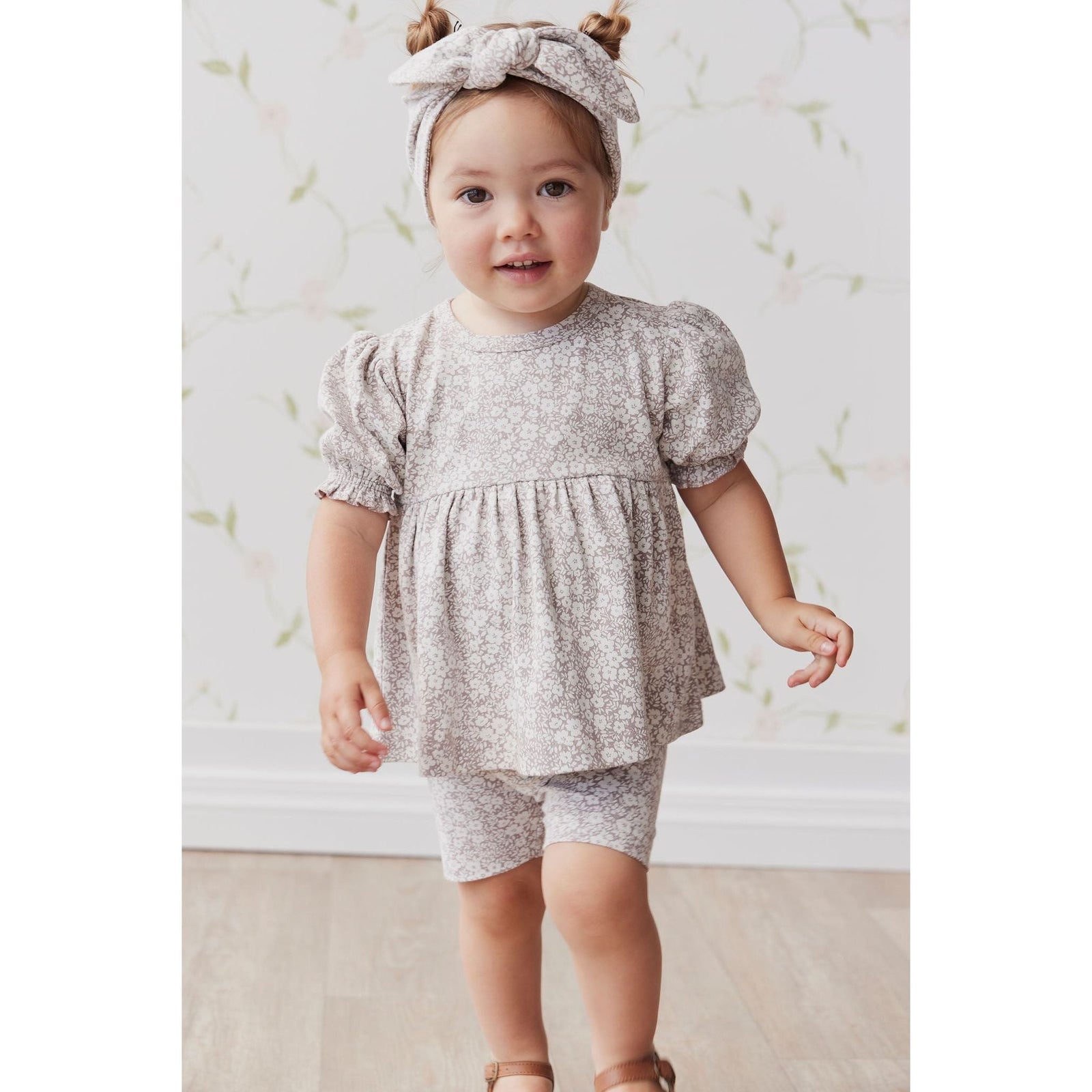 Organic Cotton Camille Top - Greta Floral Bark